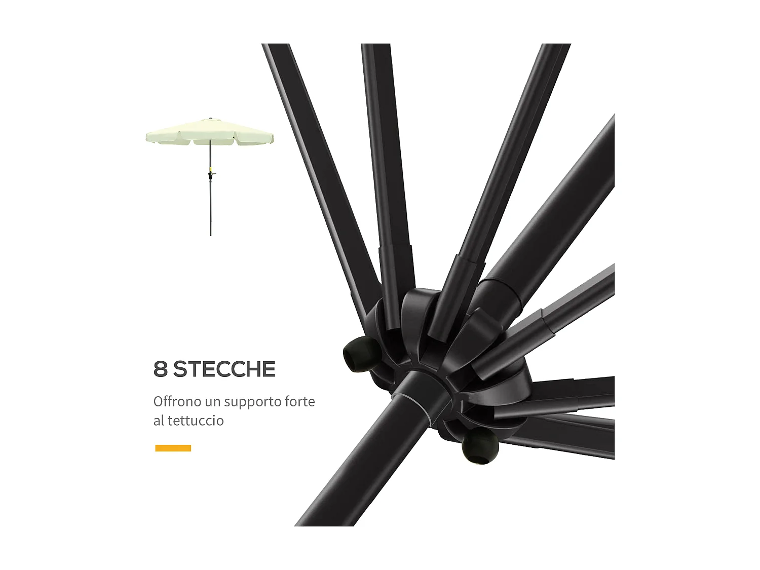 Ombrellone da giardino e terrazza ø2.7x2.5 m beige