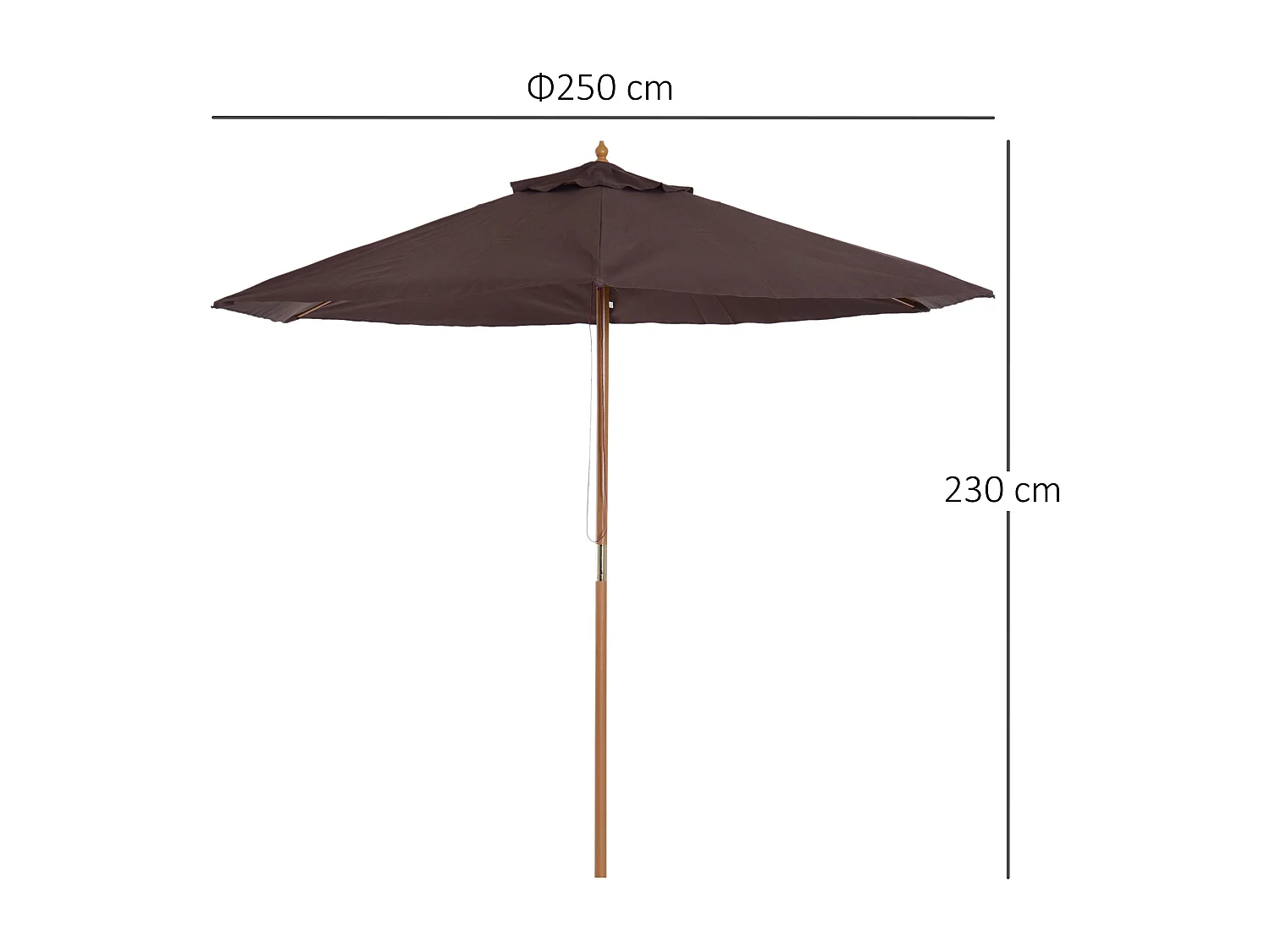 Ombrellone da giardino 2.5x2.3 m a 6 stecche marrone