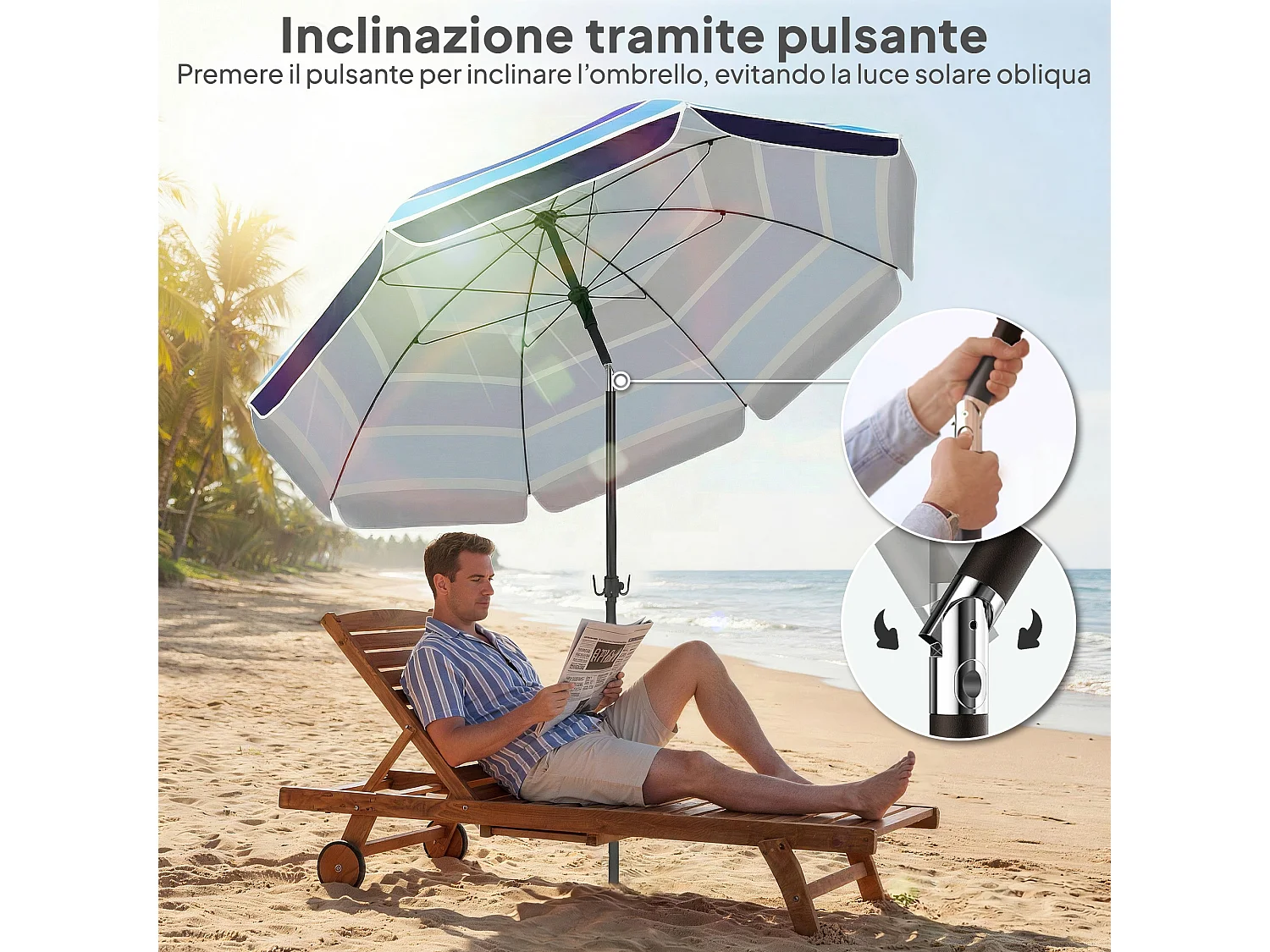Ombrellone da spiaggia con tavolino multicolore