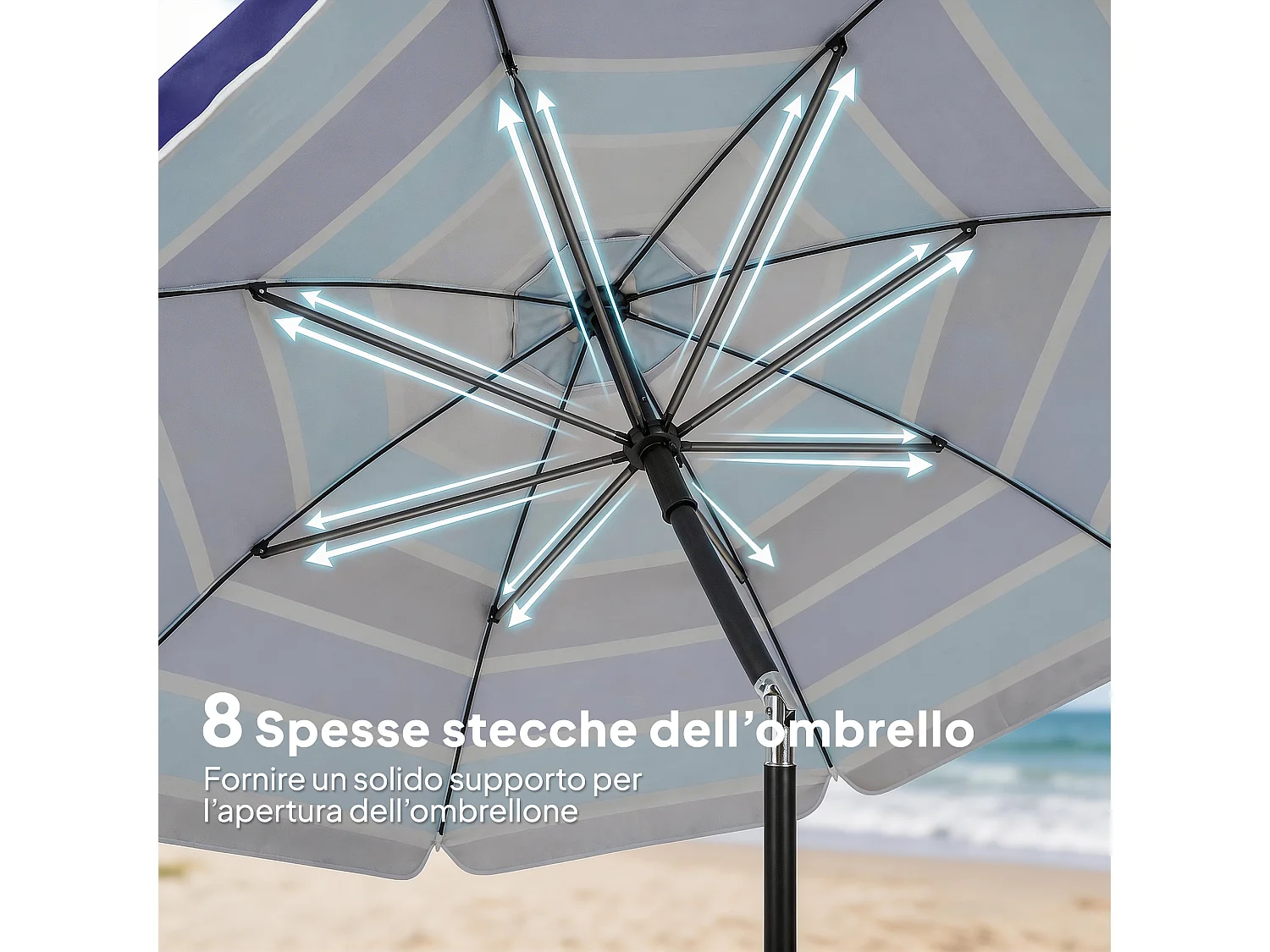 Ombrellone da spiaggia con tavolino multicolore