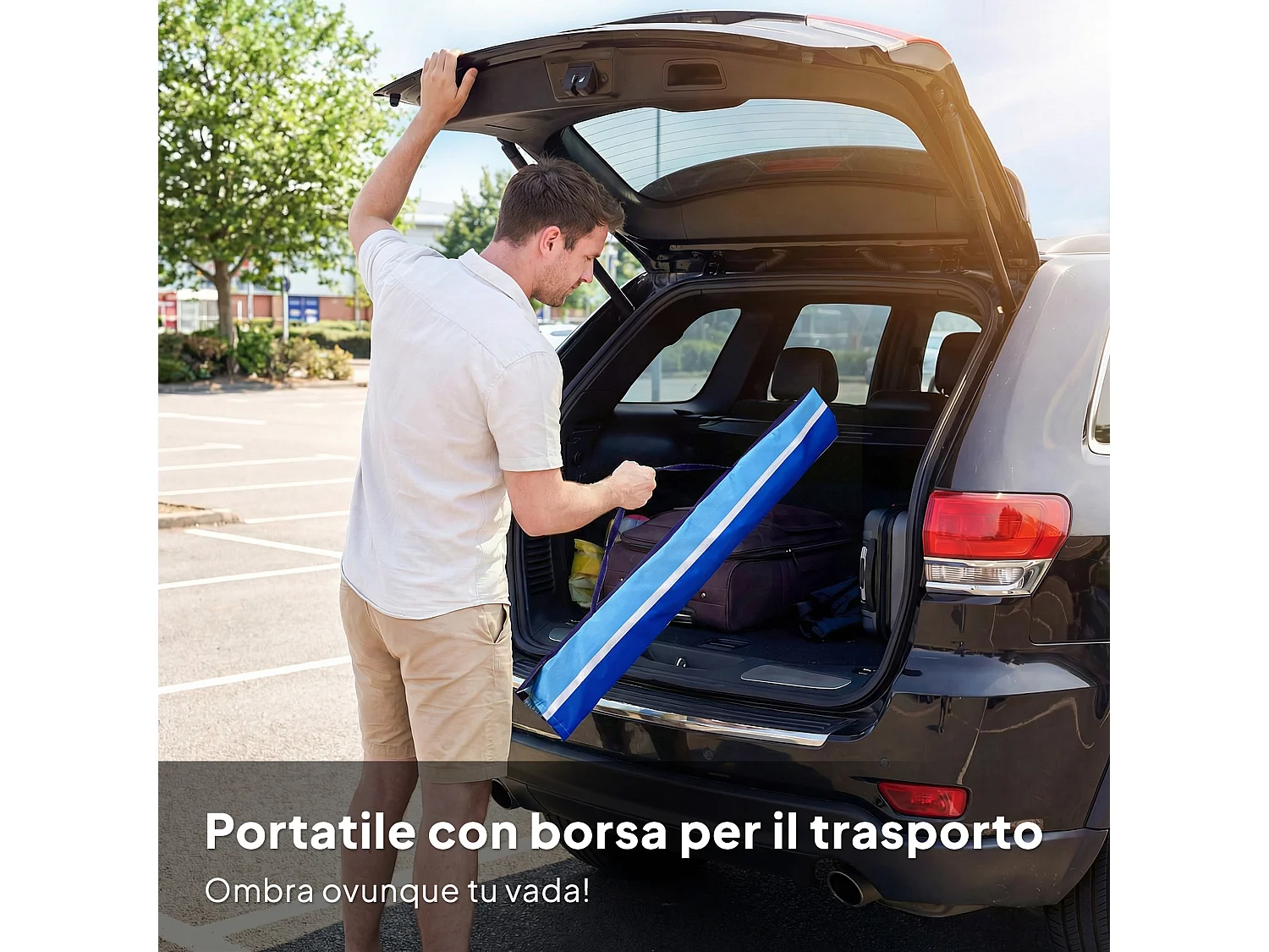 Ombrellone da spiaggia con tavolino multicolore