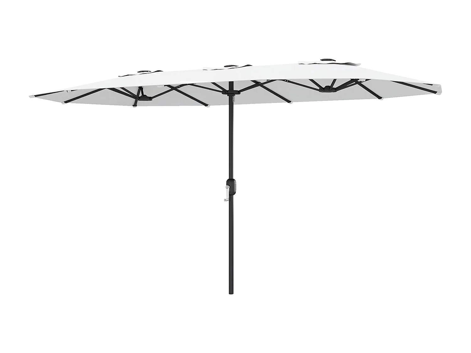 Ombrellone doppio a 12 stecche 4.6x2.7m in metallo e poliestere bianco
