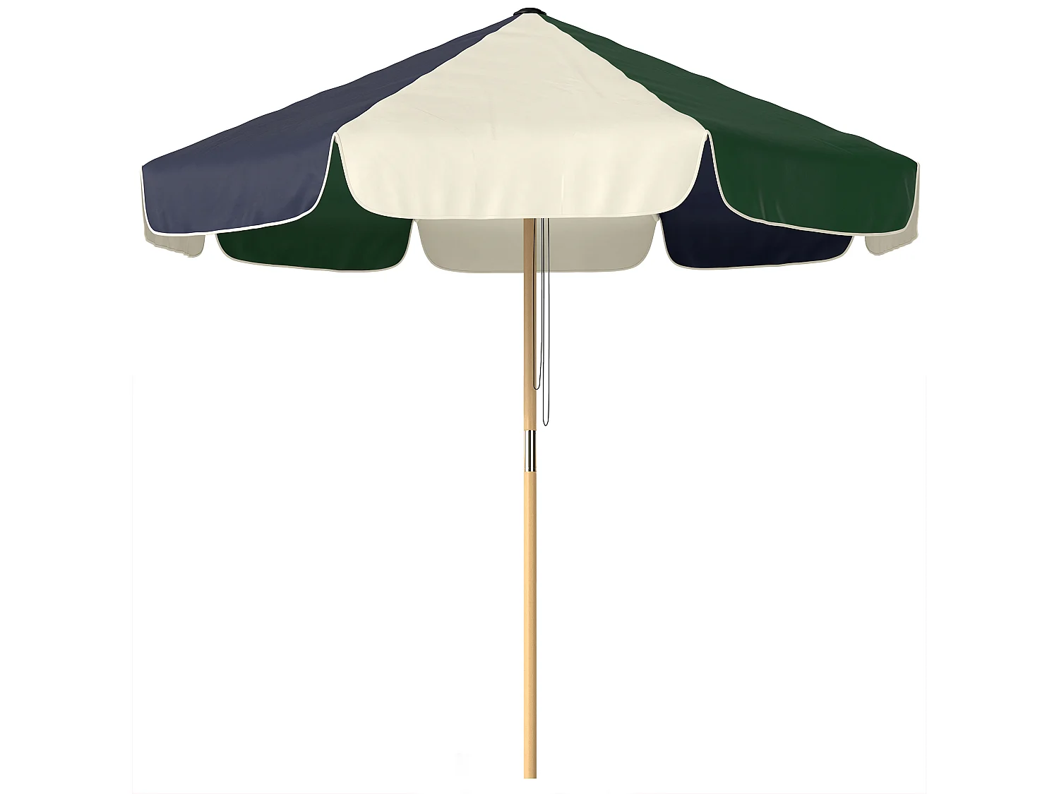 Ombrellone da giardino con 8 stecche verde scuro e crema