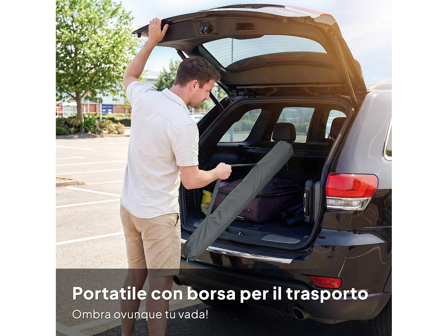 Ombrellone da spiaggia con ancora e borsa grigio scuro