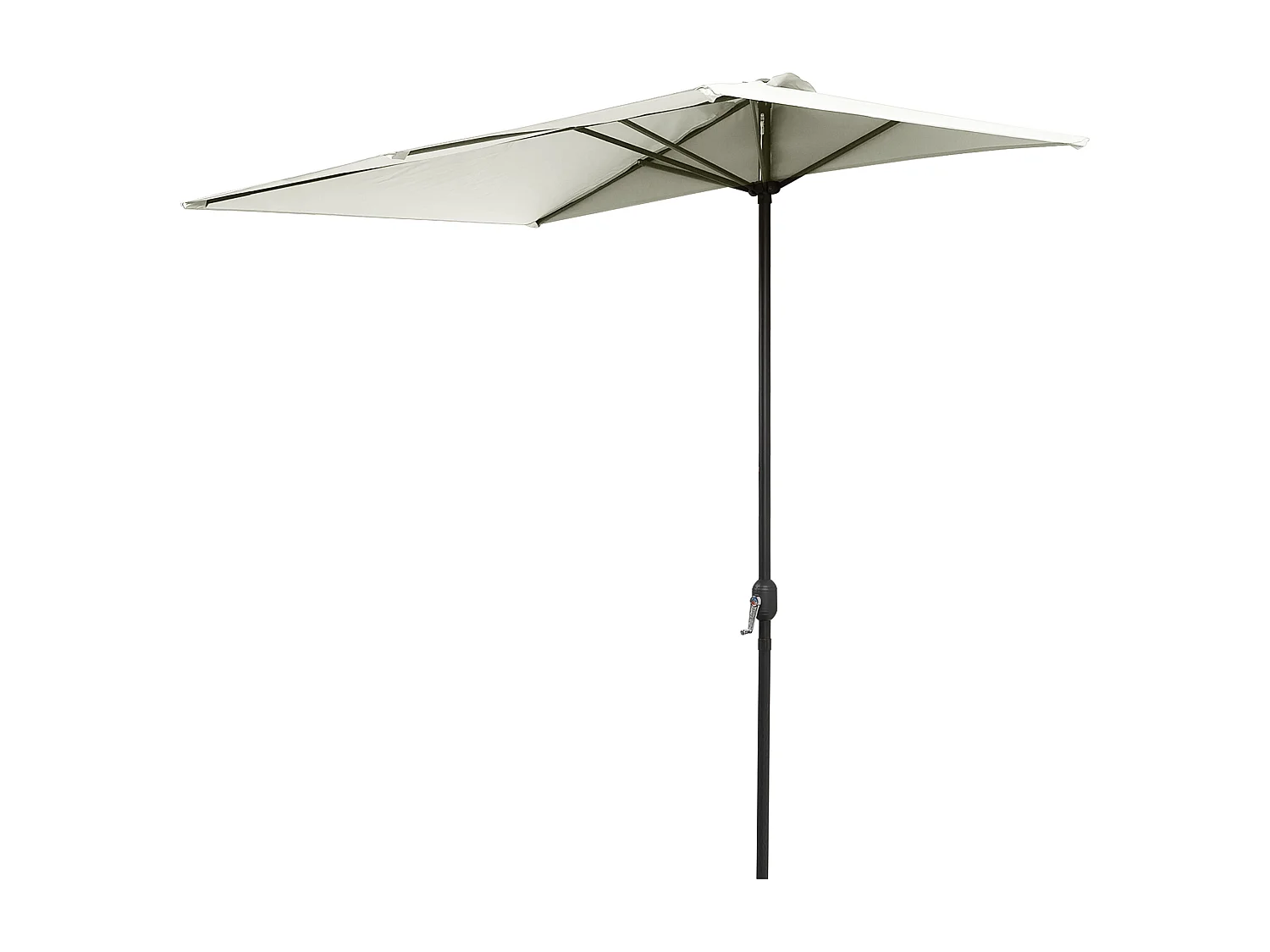 Ombrellone mezzaluna da parete con apertura a manovella beige