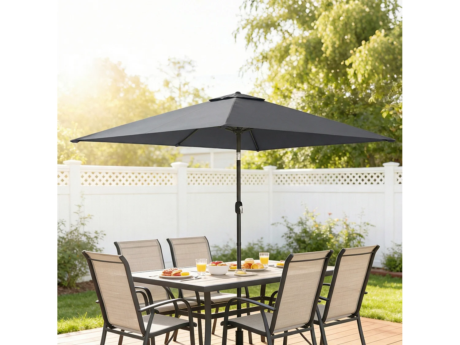 Ombrellone rettangolare da giardino 3x2 m grigio scuro