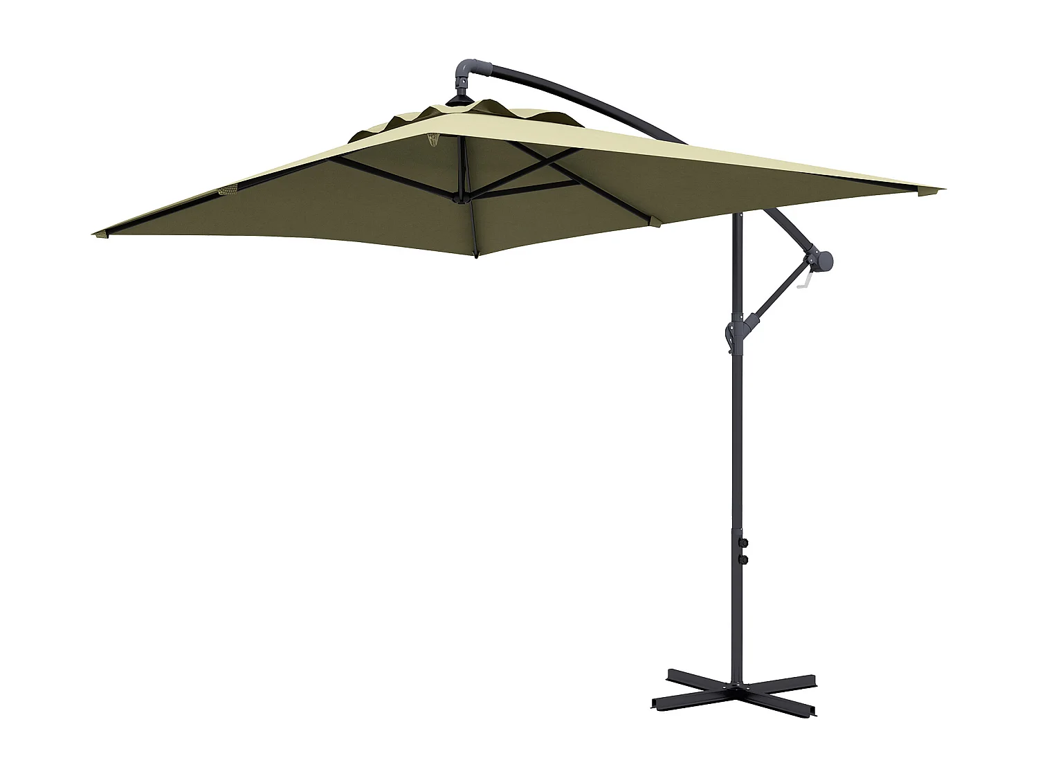 Ombrellone da giardino decentrato 3x2m con manovella beige