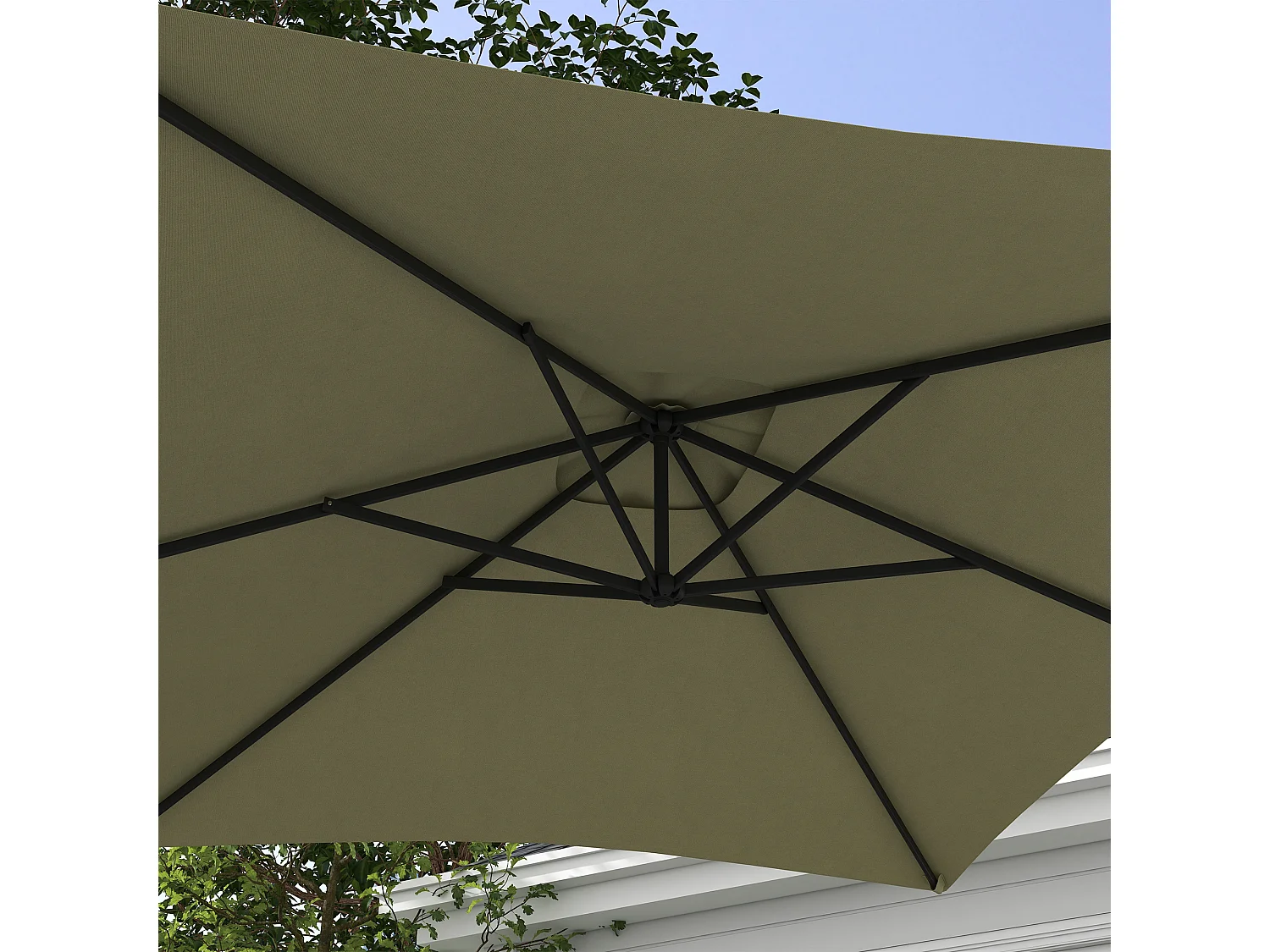 Ombrellone da giardino decentrato 3x2m con manovella beige