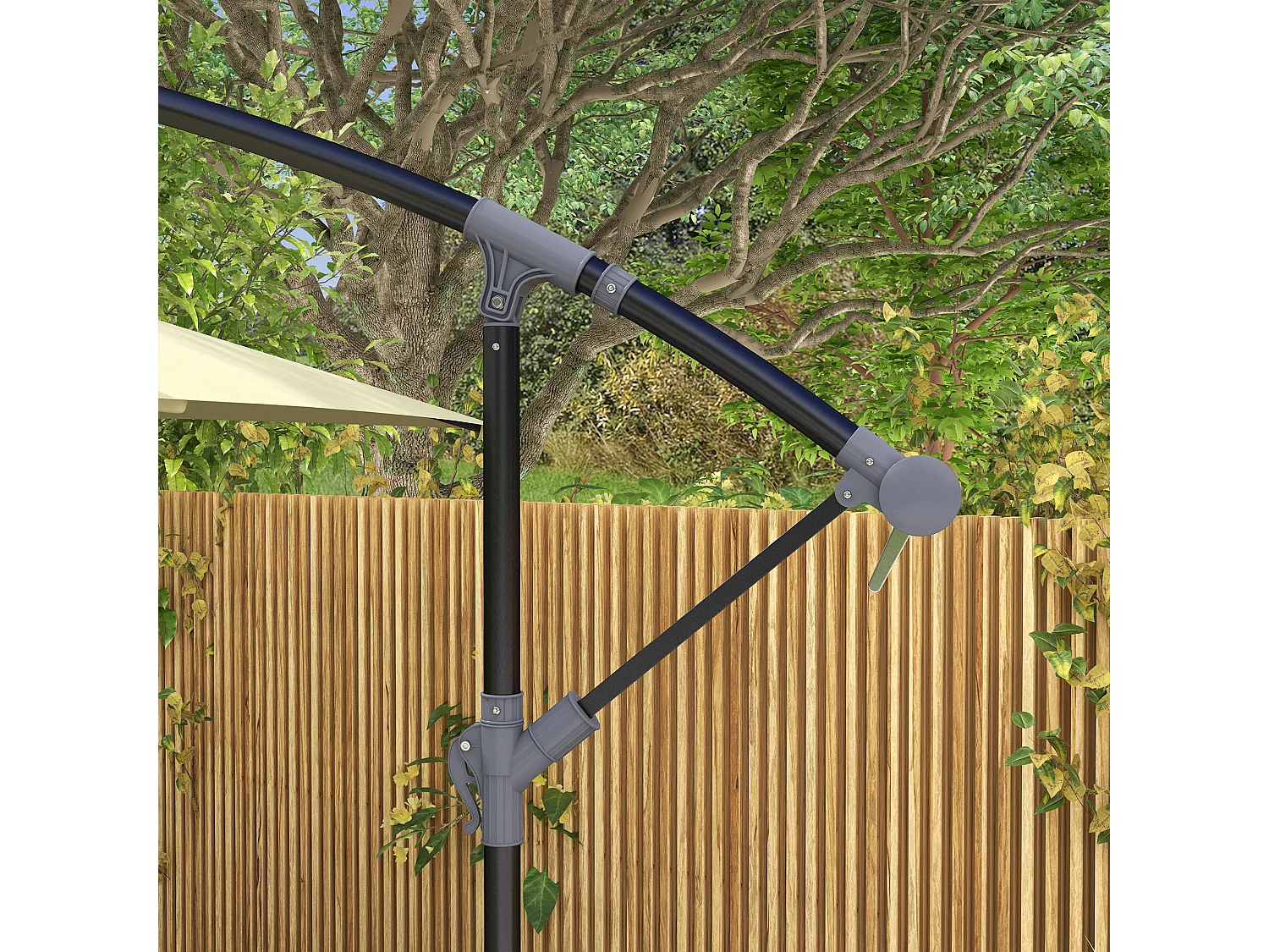 Ombrellone da giardino decentrato 3x2m con manovella beige