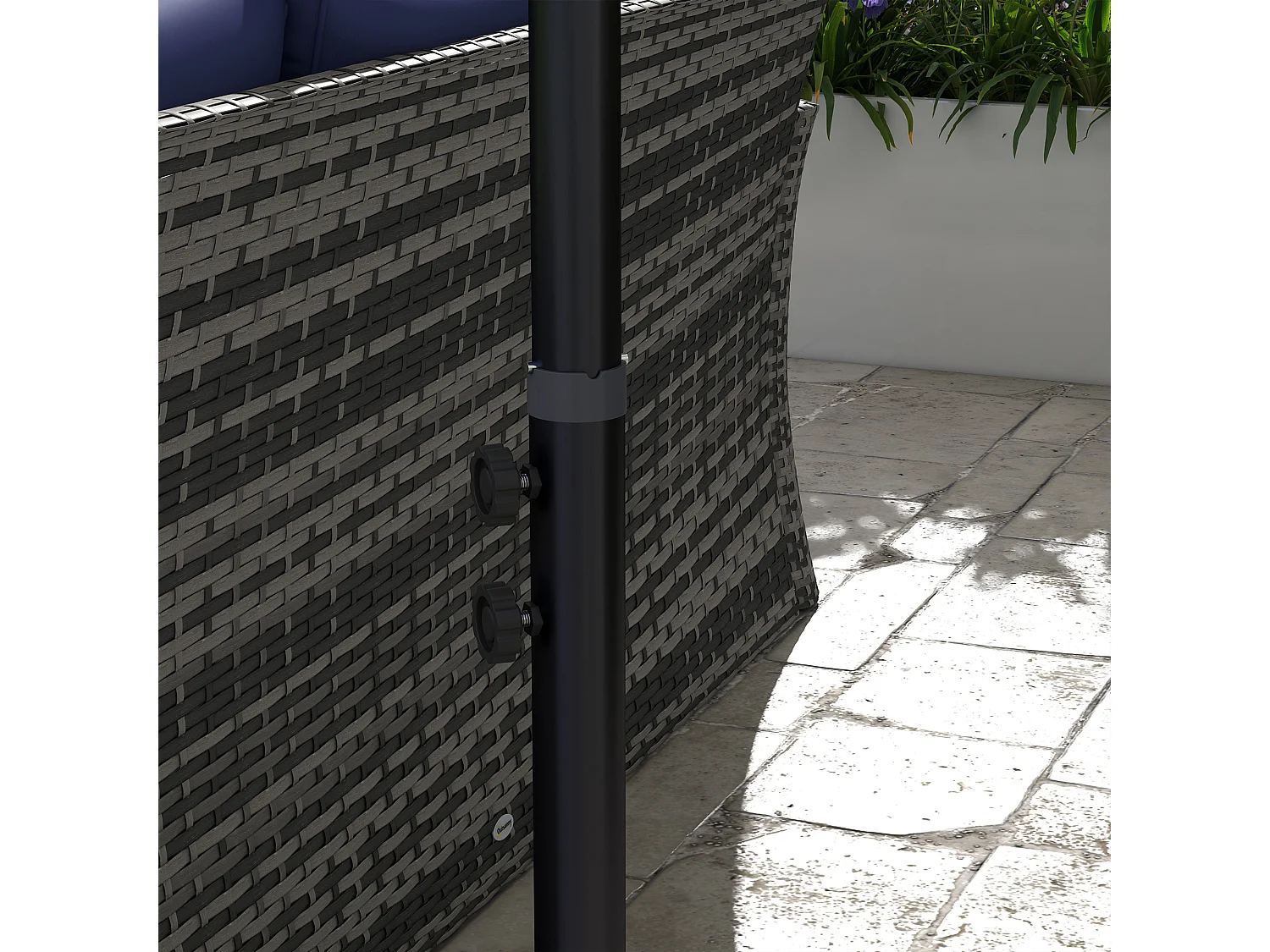 Ombrellone da giardino decentrato 3x2m con manovella beige