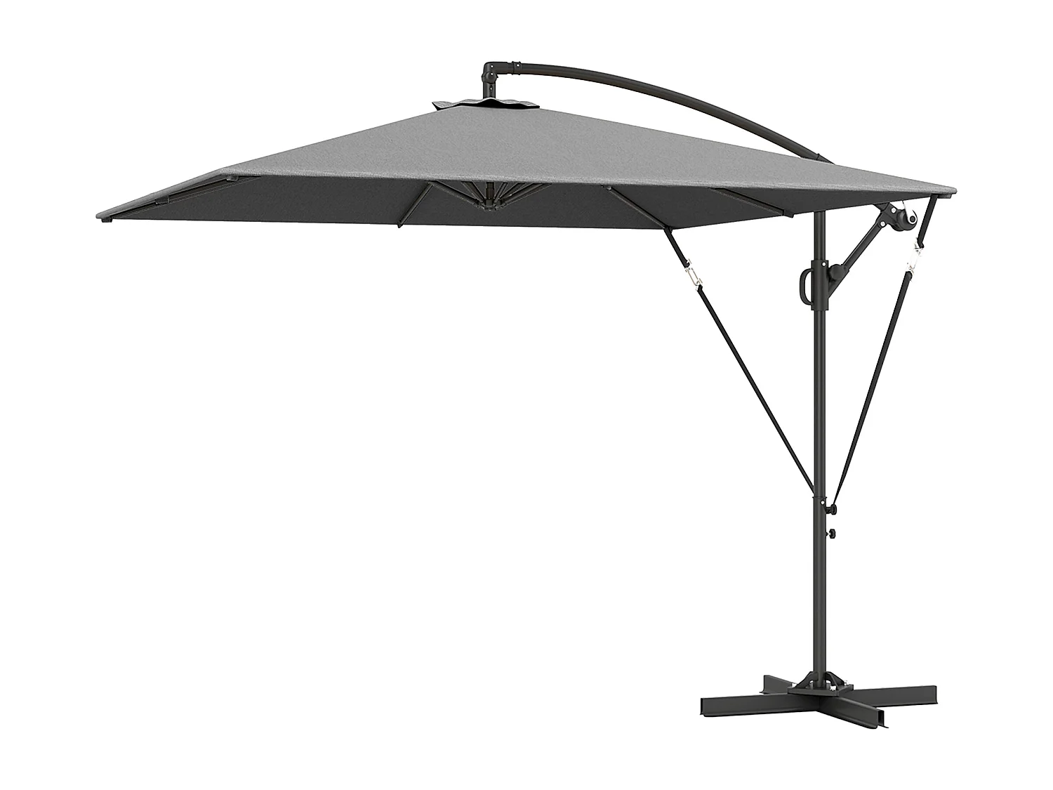 Ombrellone a sbalzo 2.5x2.5 m a manovella e girevole a 360° grigio