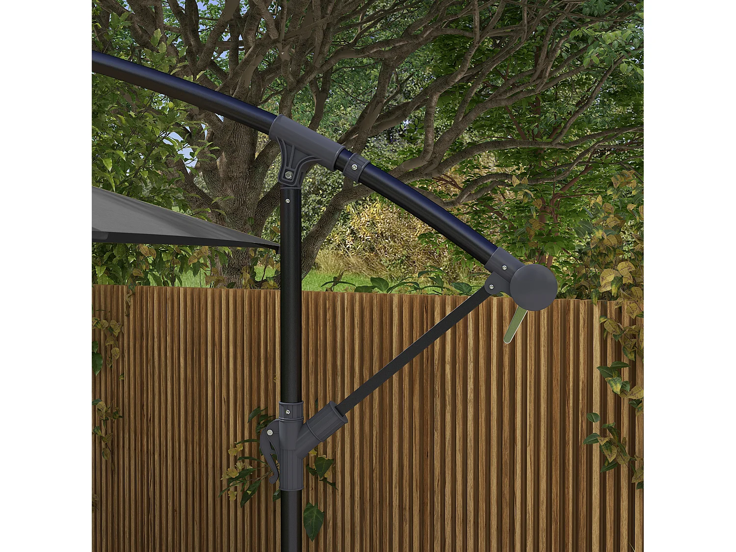 Ombrellone da giardino decentrato 3x2m con manovella grigio