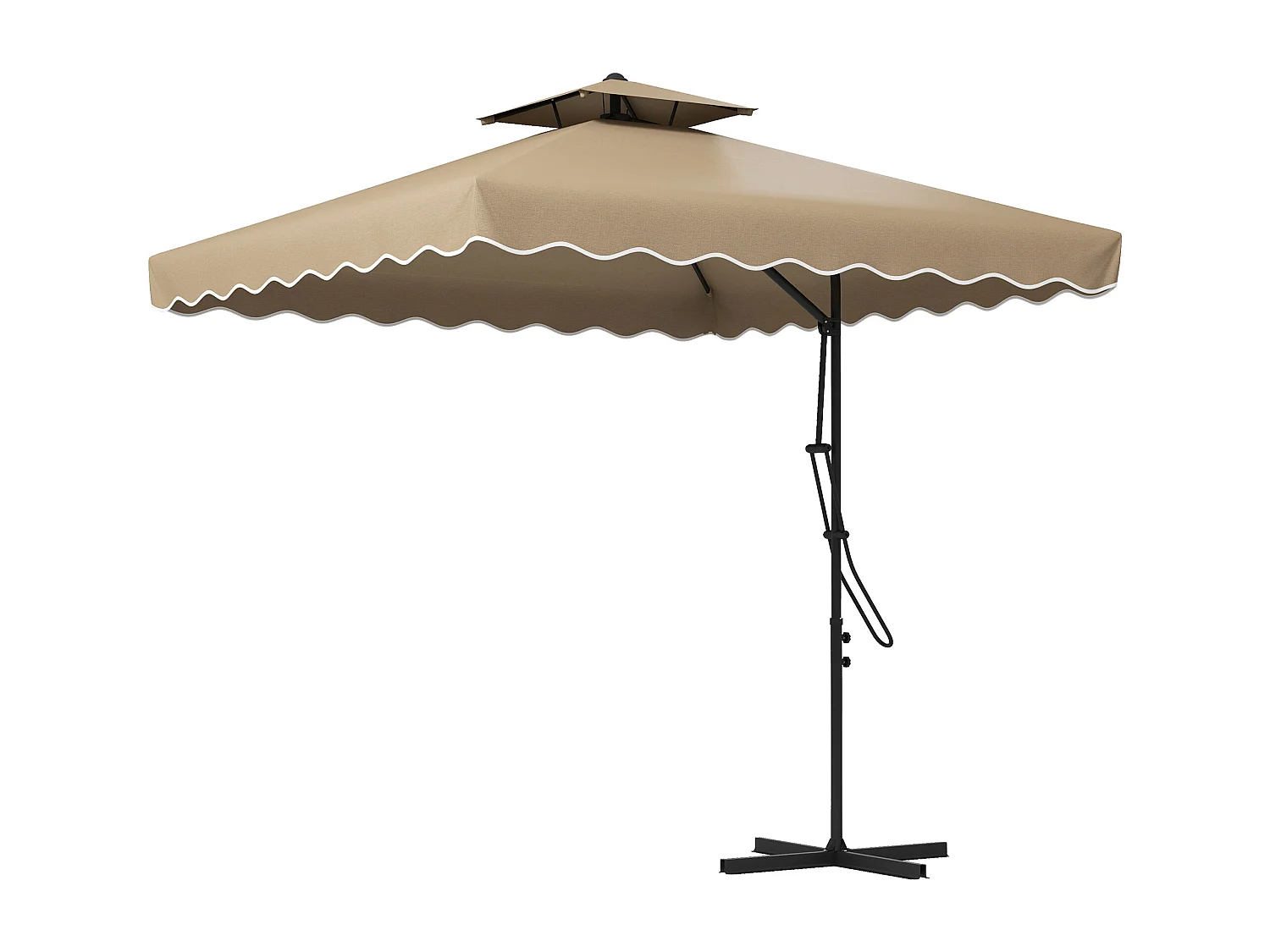 Ombrellone da giardino decentrato 2.5x2.5m con manovella cachi