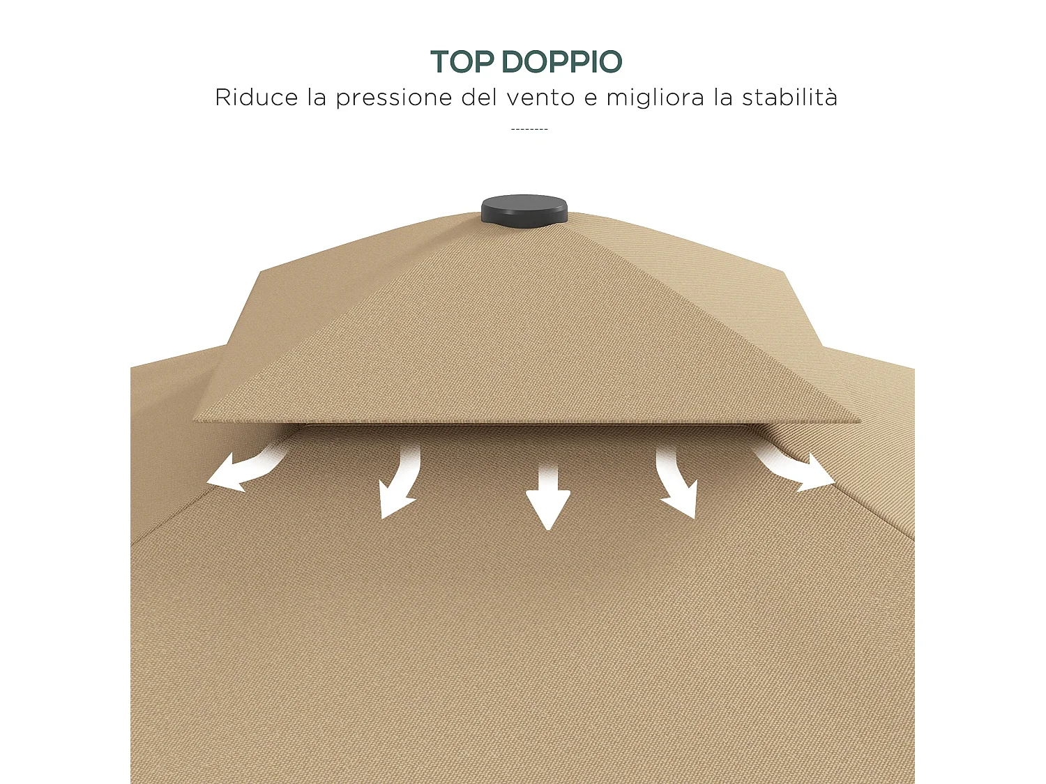 Ombrellone da giardino decentrato 2.5x2.5m con manovella cachi