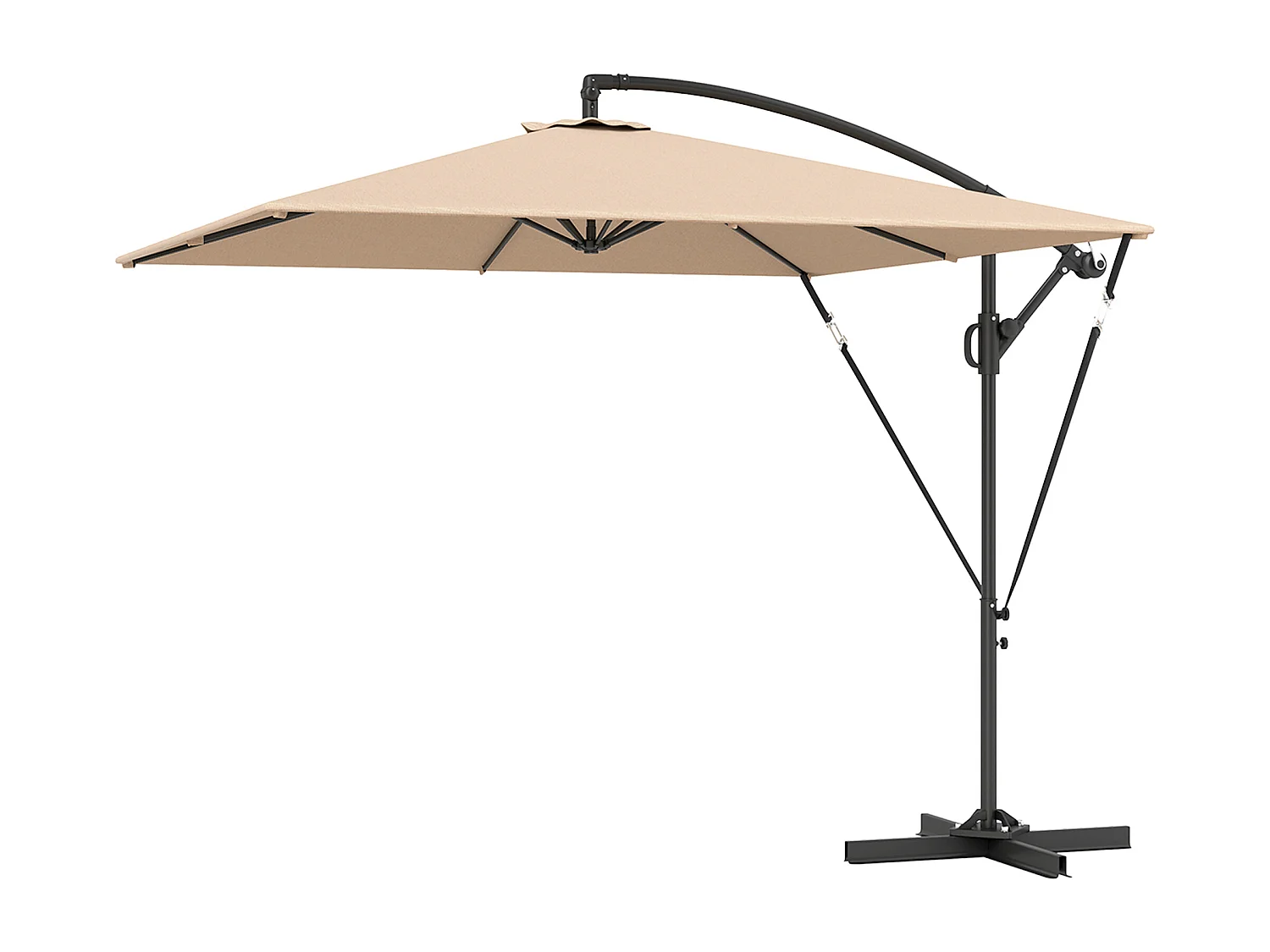 Ombrellone decentrato 2.5x2.5 m con base a croce cachi