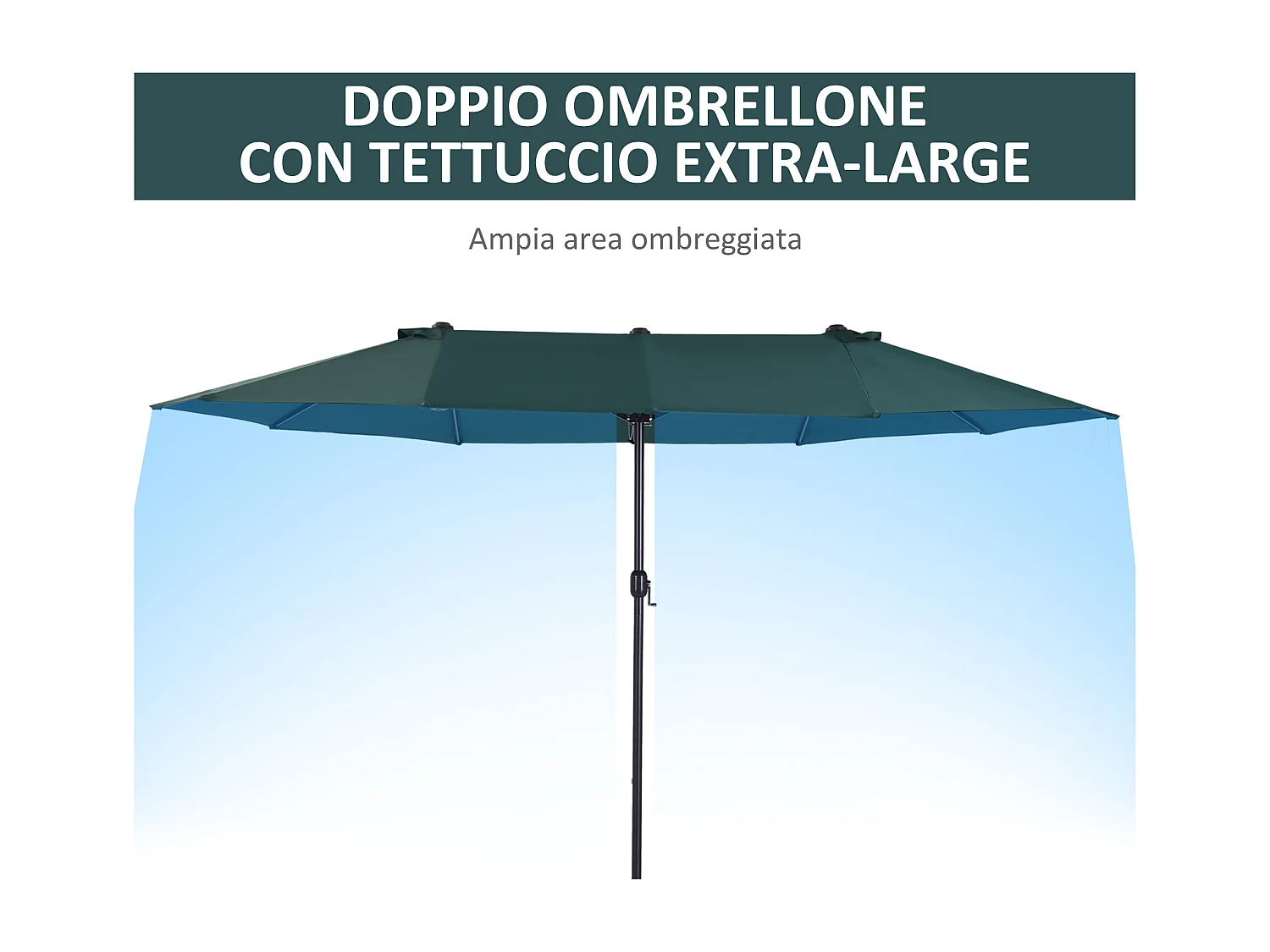 Ombrellone da giardino doppio con apertura a manovella