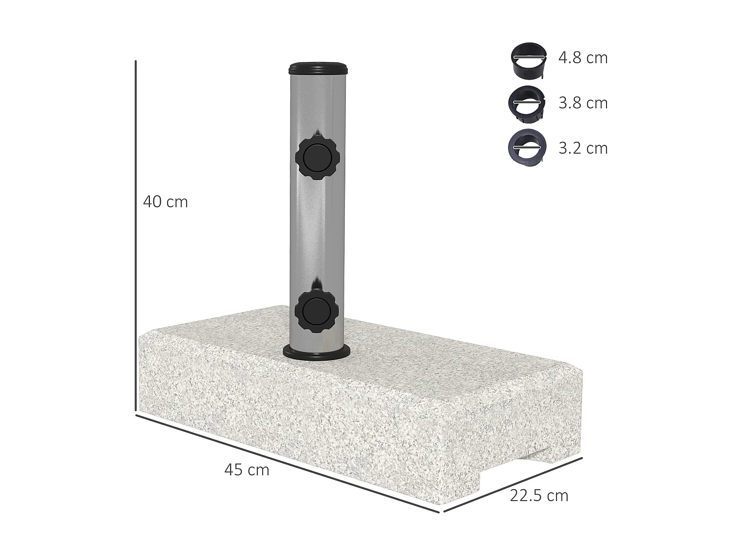 Base per ombrellone da giardino 25kg con manopole e maniglie grigia