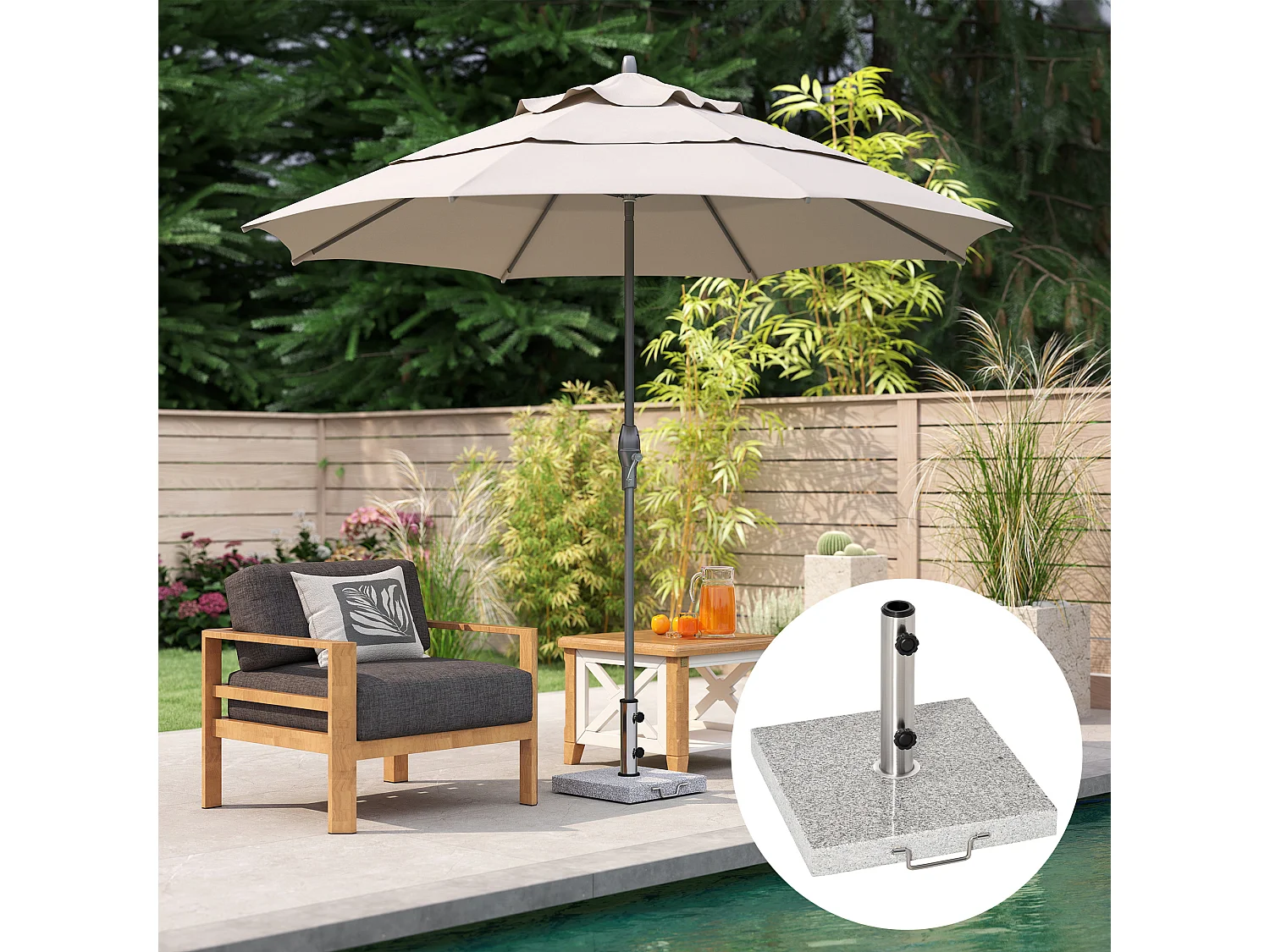 Supporto base per ombrellone da giardino con palo da 35mm-48mm