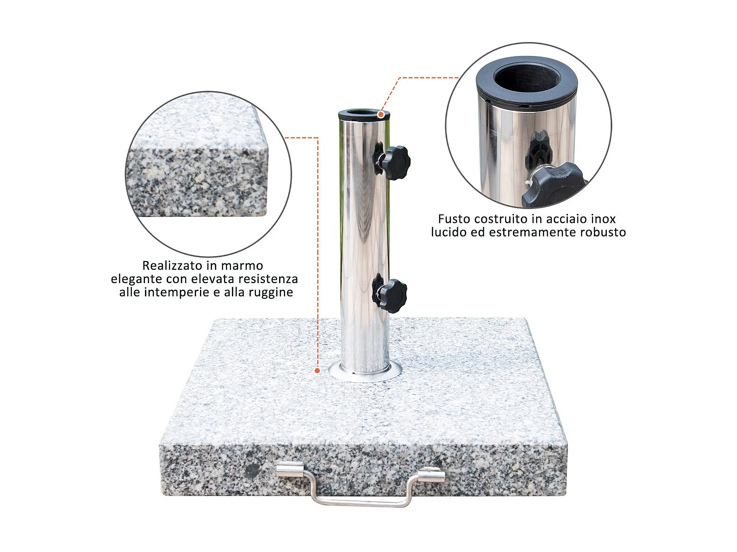Supporto base per ombrellone da giardino con palo da 35mm-48mm