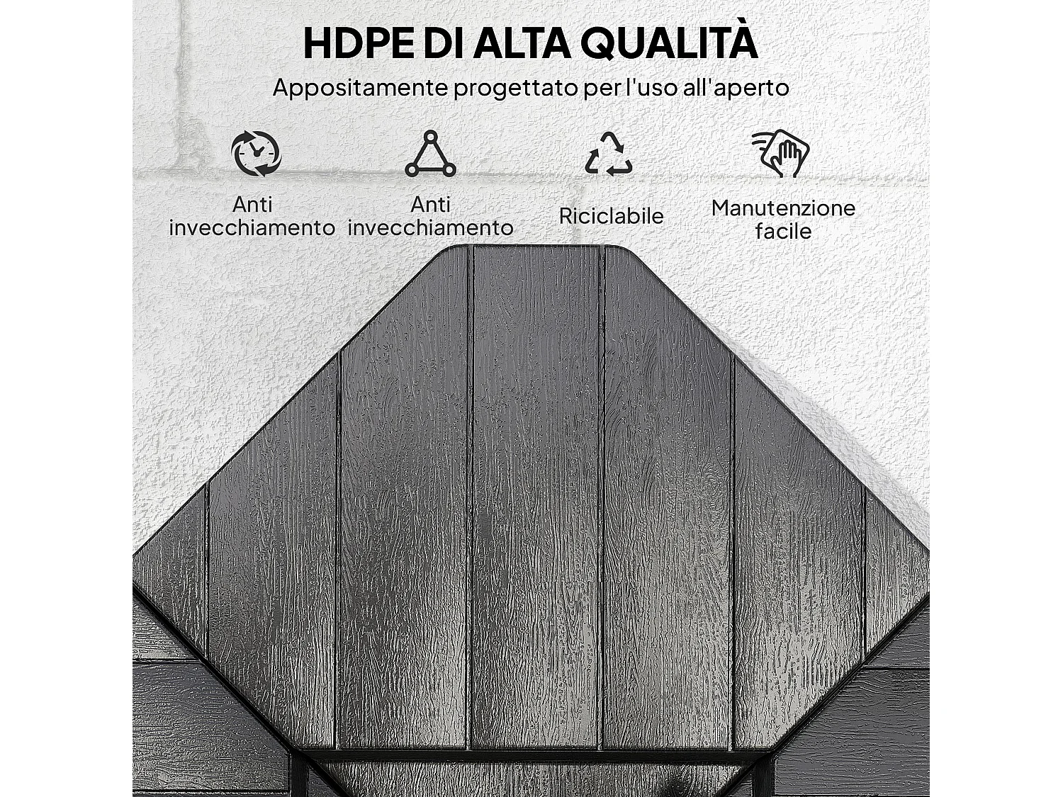 Set 4 mattonelle base per ombrellone riempibili effetto legno nero