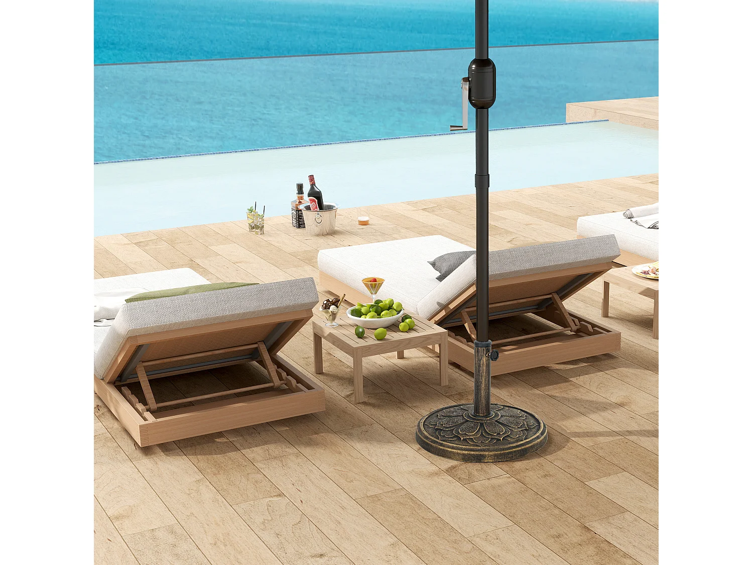 Base per ombrellone da 12 kg con manovella Ø46x33 cm bronzo