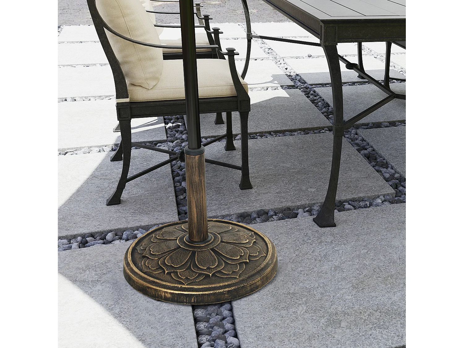Base per ombrellone da 12 kg con manovella Ø46x33 cm bronzo