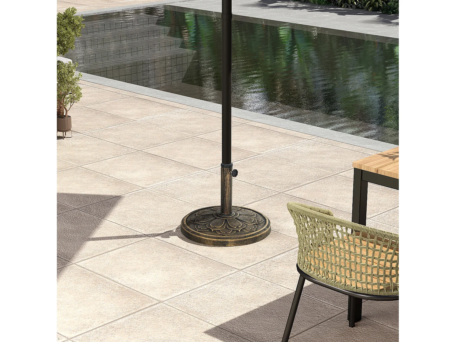 Base per ombrellone da 12 kg con manovella Ø46x33 cm bronzo