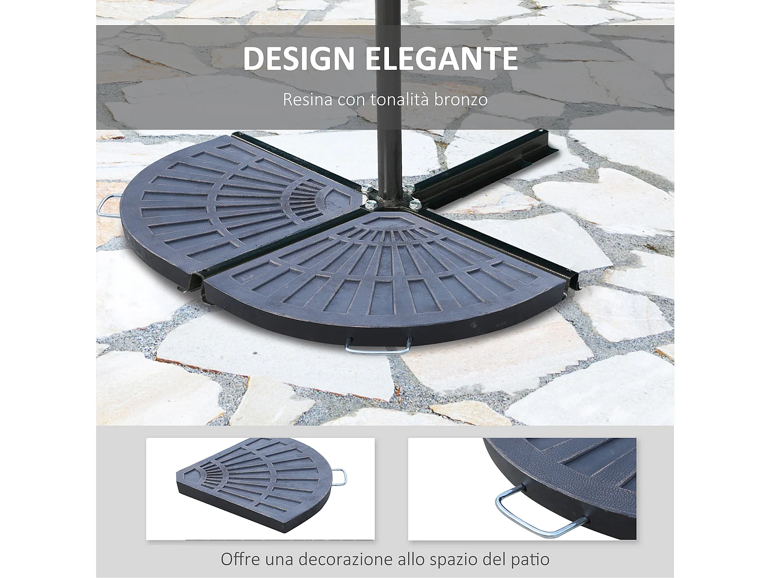 Set 2 pesi per ombrellone a base a croce da 28 kg totali color bronzo