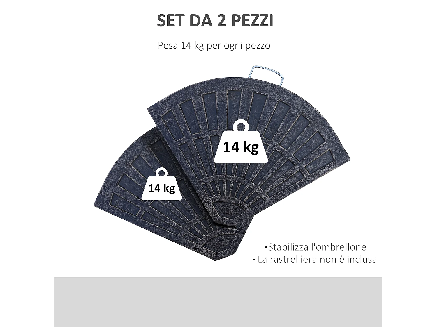Set 2 pesi per ombrellone a base a croce da 28 kg totali color bronzo