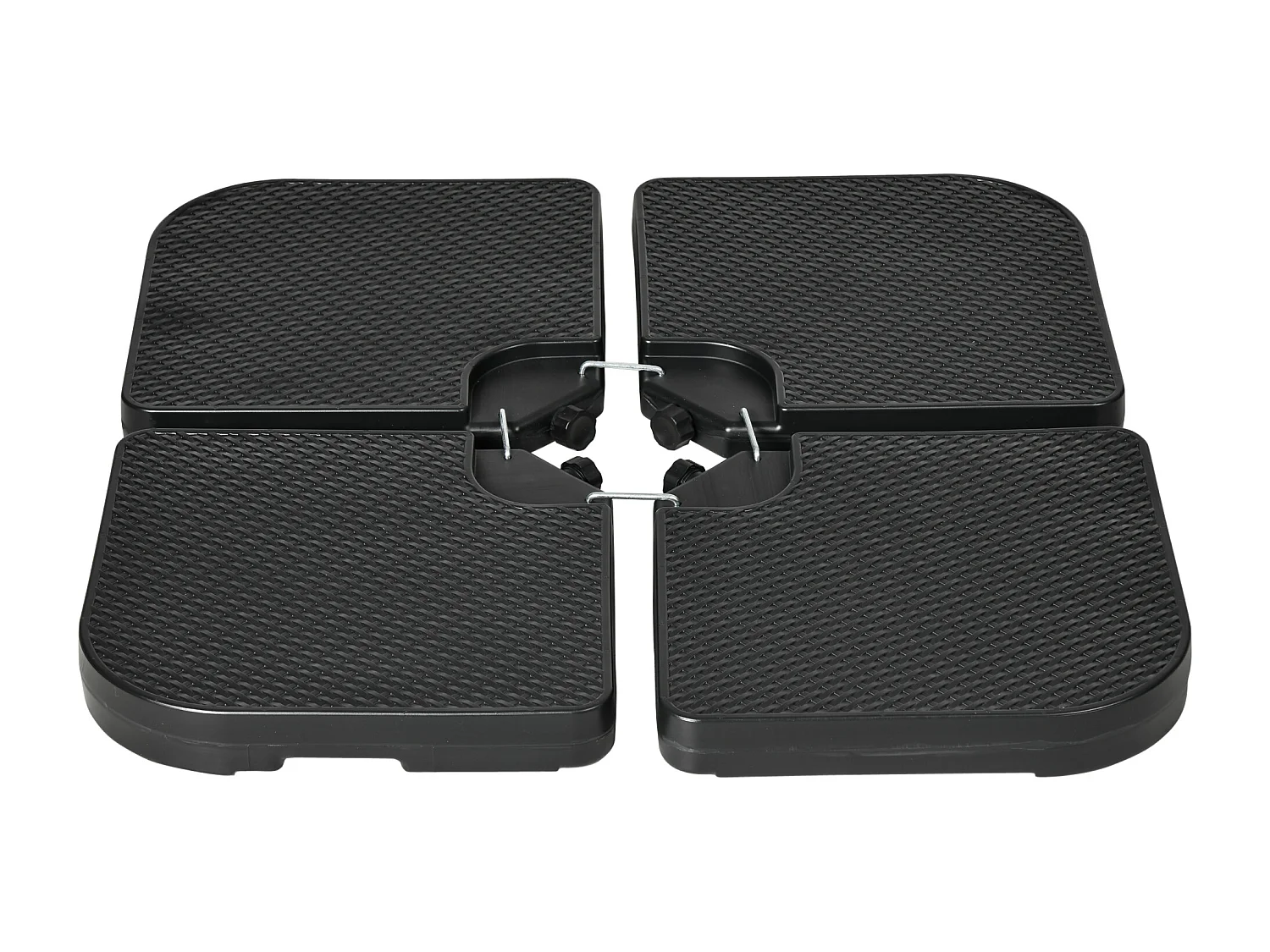 Basamento per ombrellone set 4pz in hdpe con maniglie integrate nero