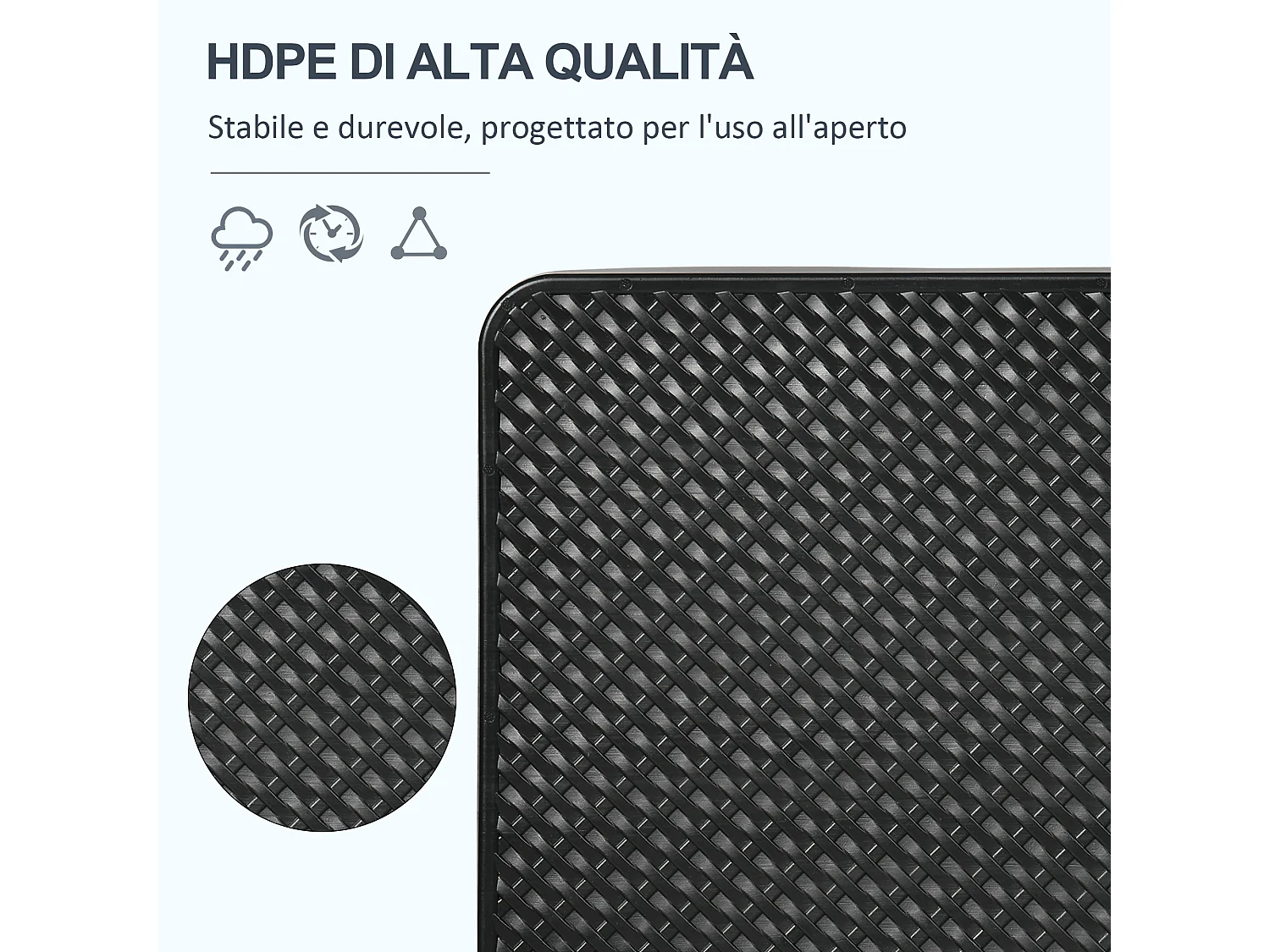 Basamento per ombrellone set 4pz in hdpe con maniglie integrate nero