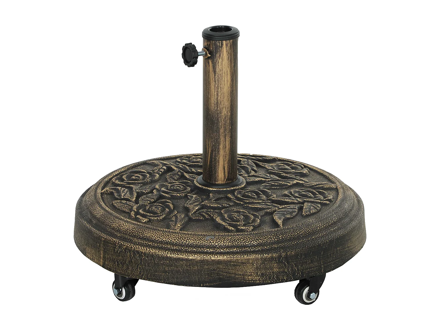Base per ombrellone rotonda da 21 kg con ruote in resina bronzo