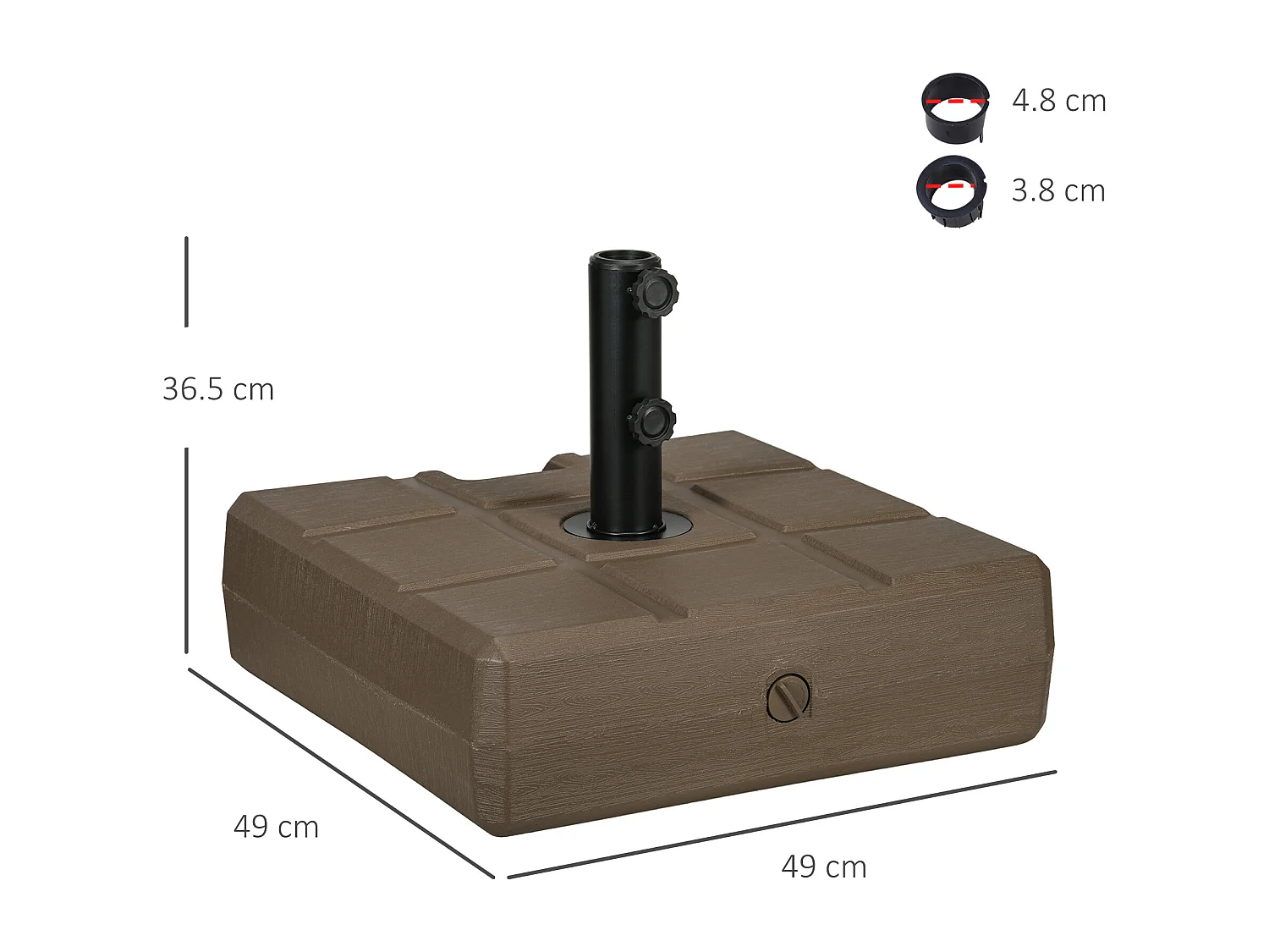 Base per ombrellone riempibile in hdpe e acciaio marrone