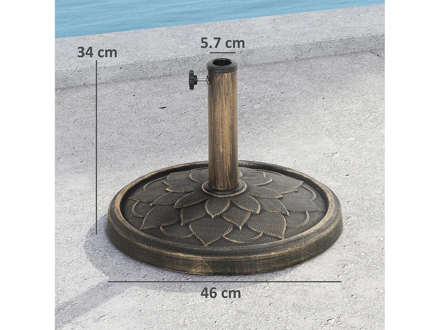 Base per ombrellone da 12 kg con manovella in resina metallo e cemento