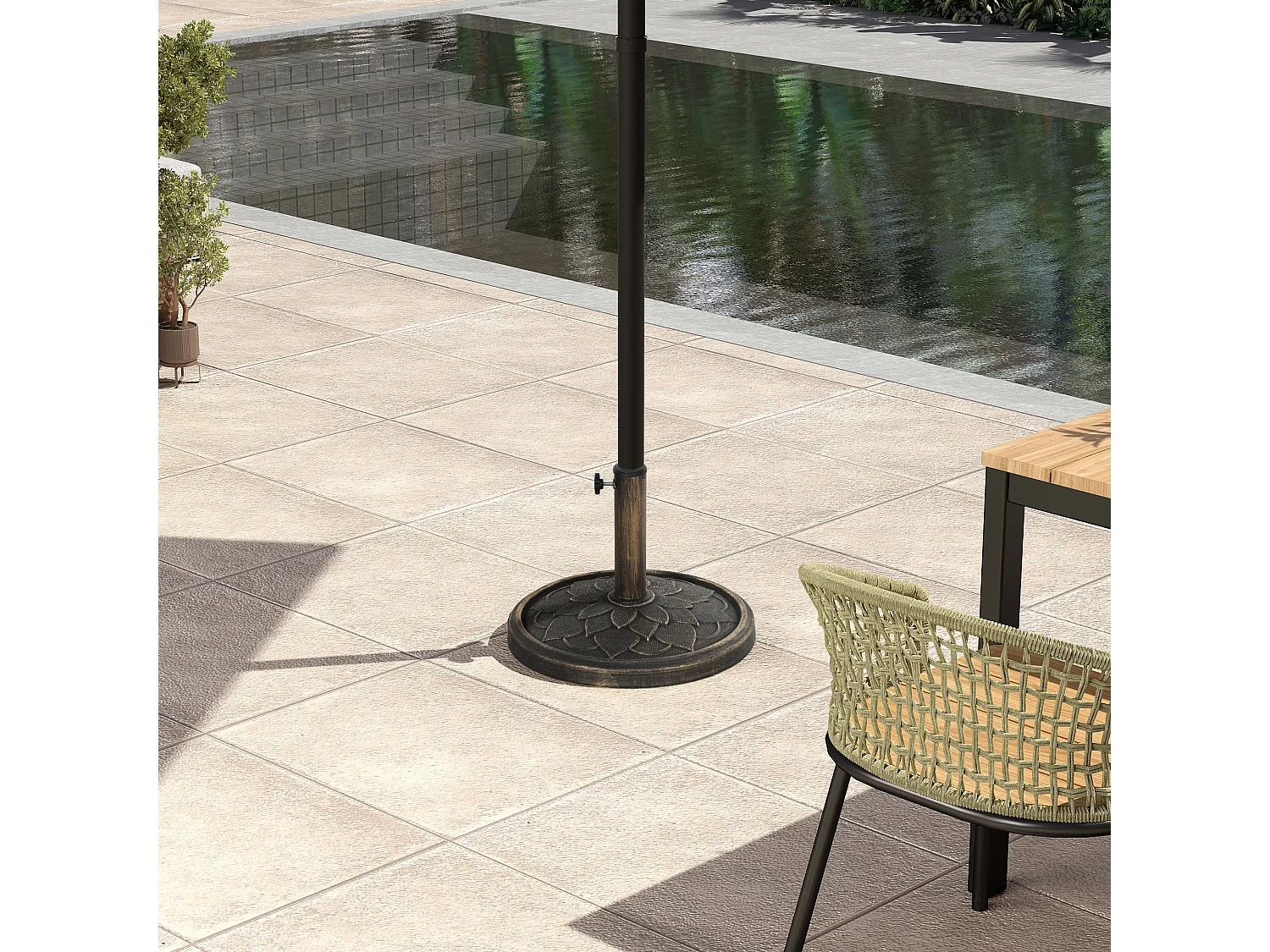 Base per ombrellone da 12 kg con manovella in resina metallo e cemento