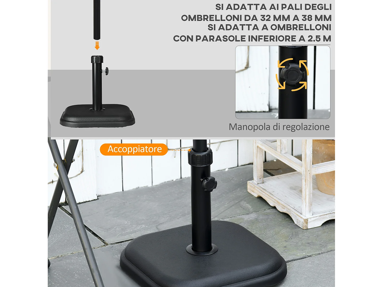 Base per ombrellone da giardino in plastica e cemento da 11kg
