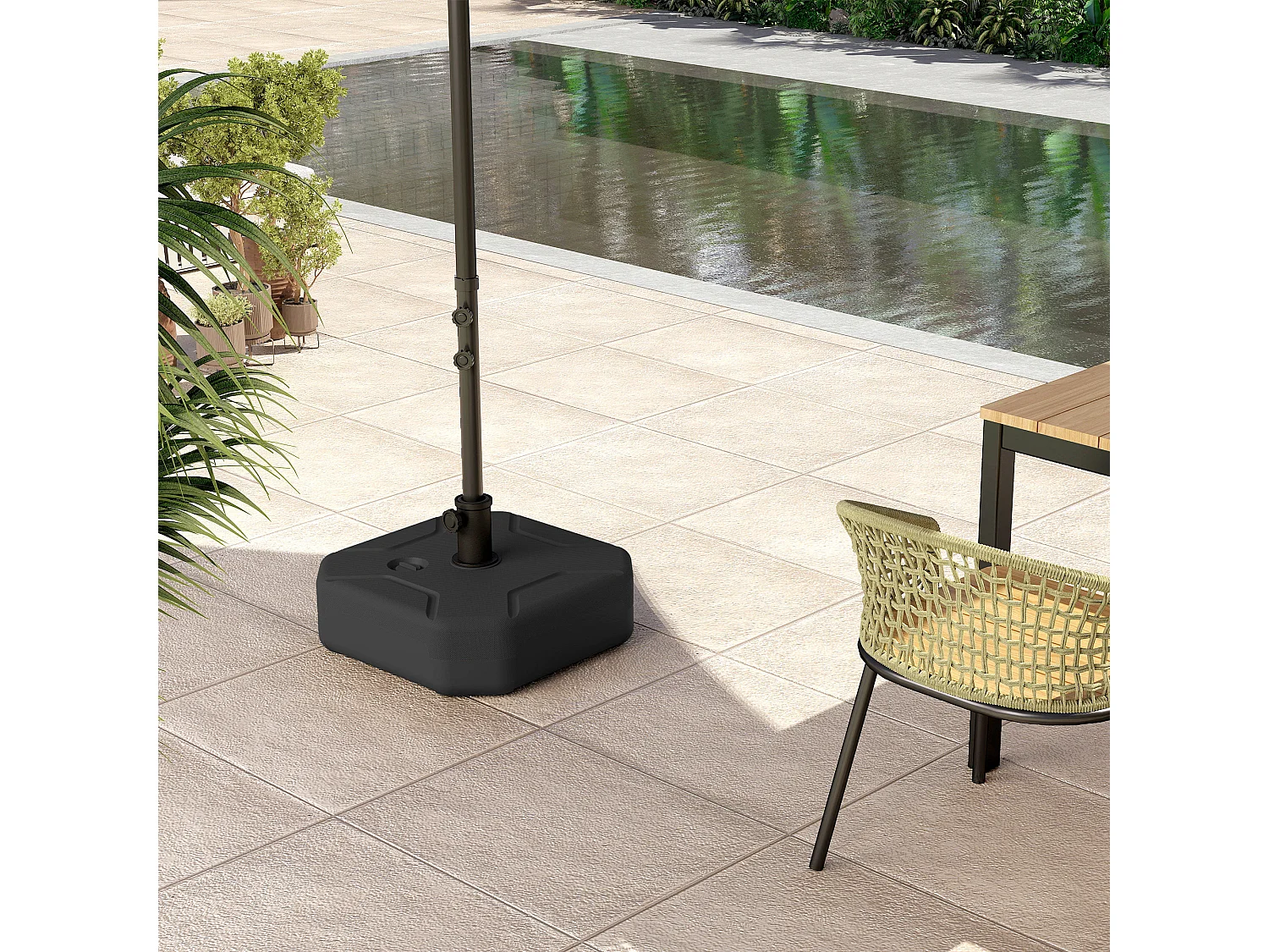 Base per ombrellone riempibile con sabbia o acqua fino 25kg nero