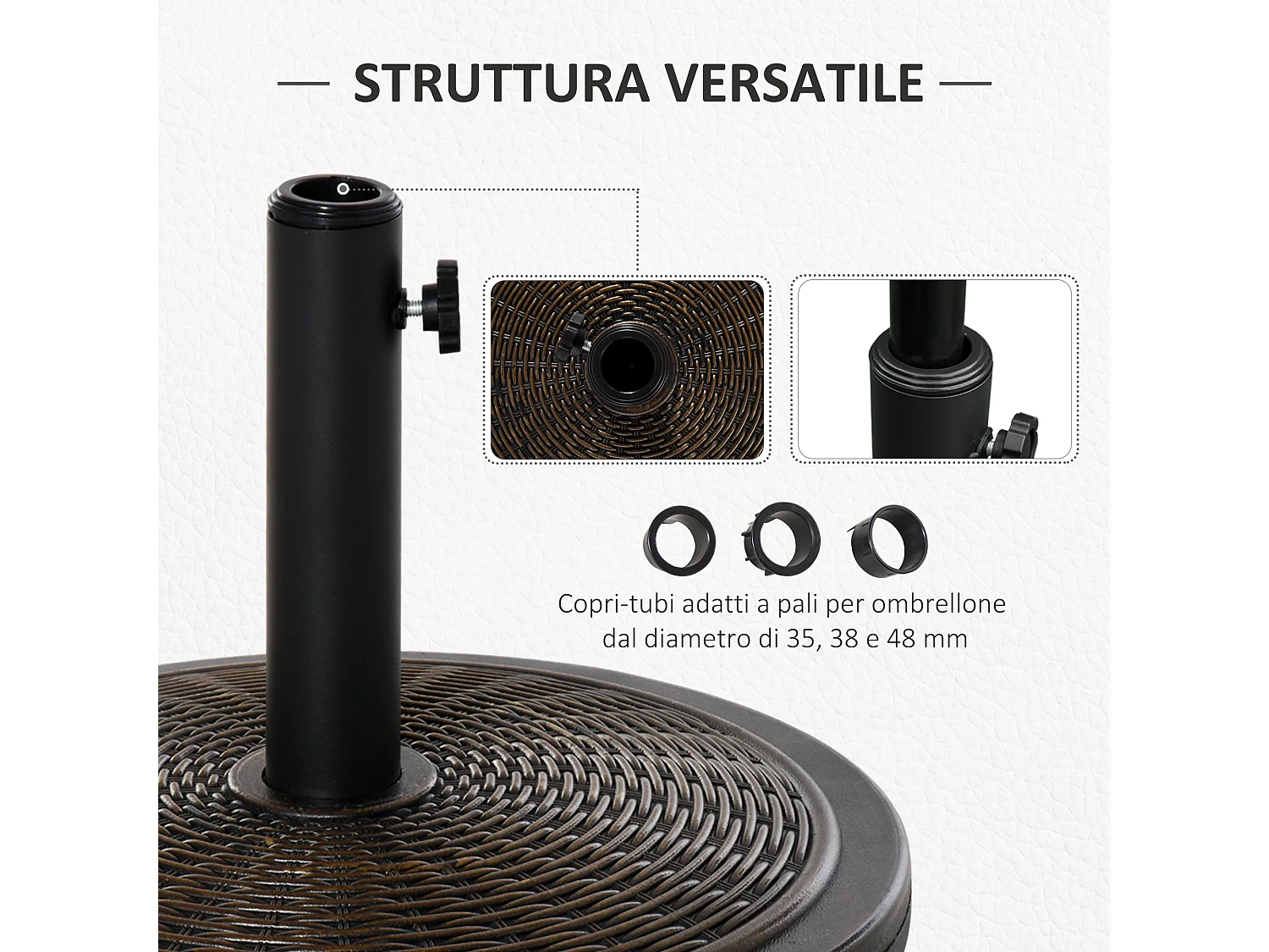 Base per ombrellone da giardino da 14 kg con effetto rattan bronzo