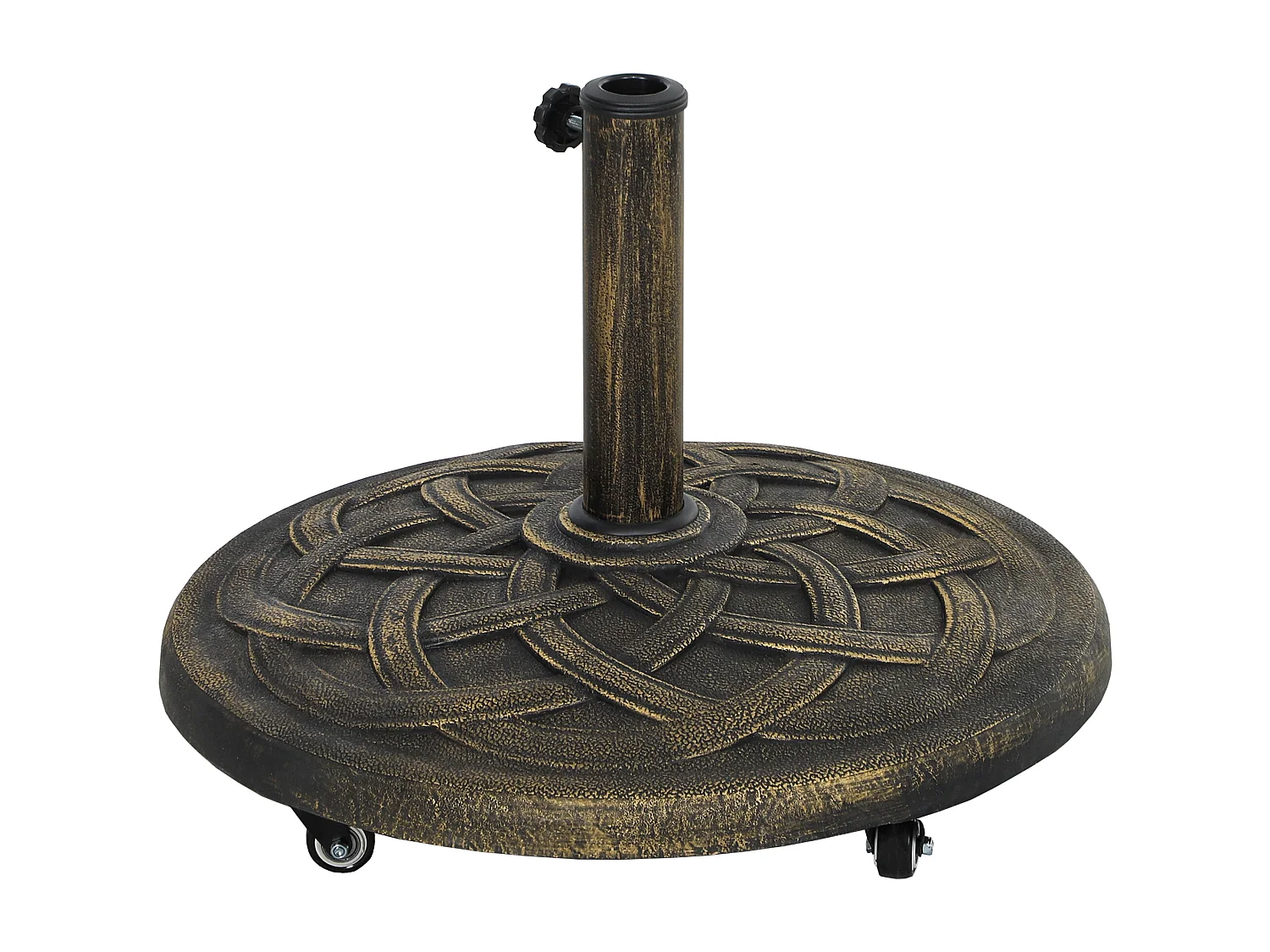 Base per ombrellone da 20 kg rotonda con ruote in resina bronzo