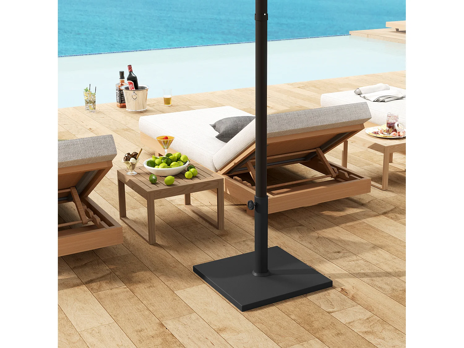 Base per ombrellone quadrata con manovella in hdpe e cemento nero