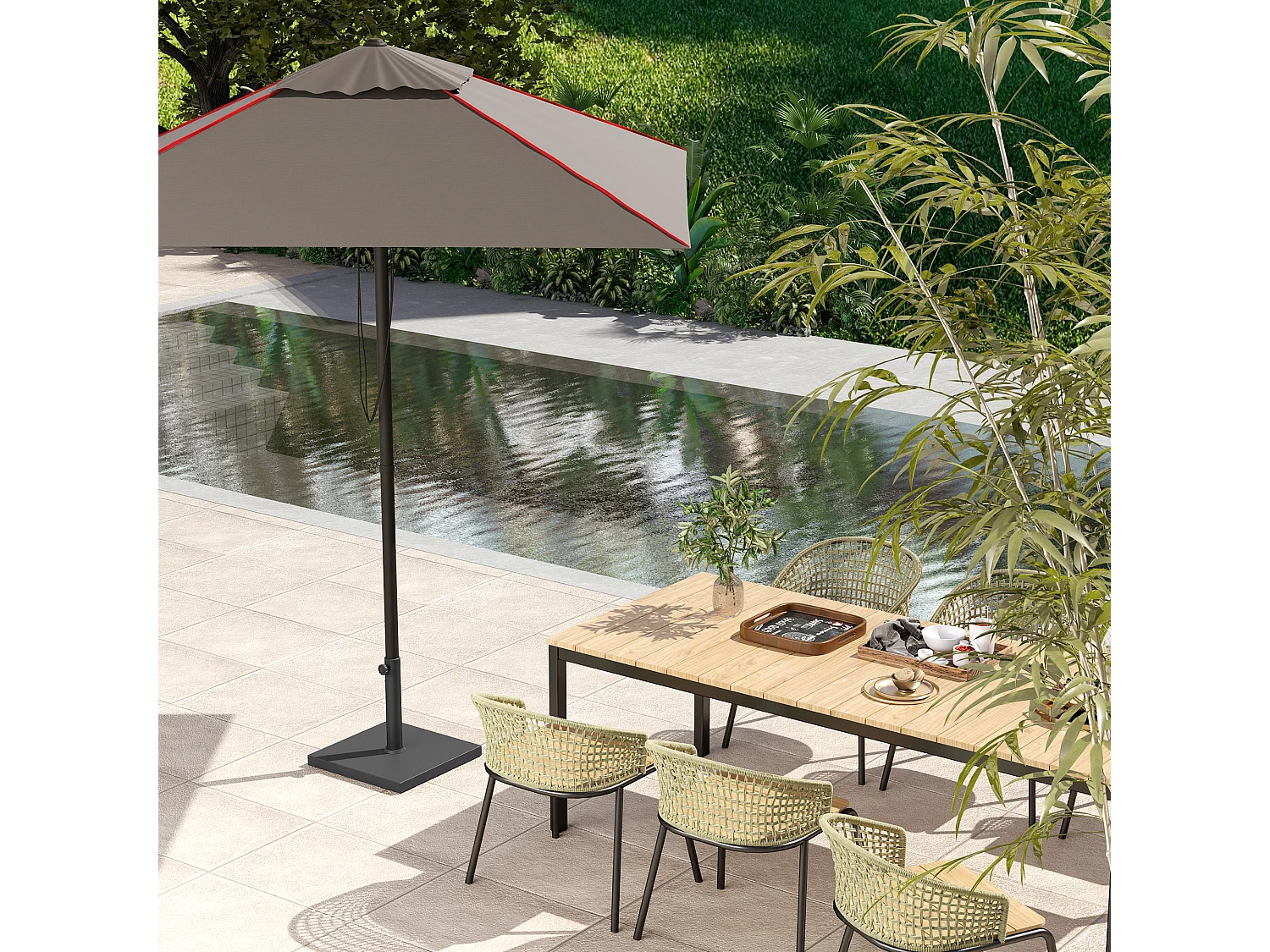 Base per ombrellone quadrata con manovella in hdpe e cemento nero