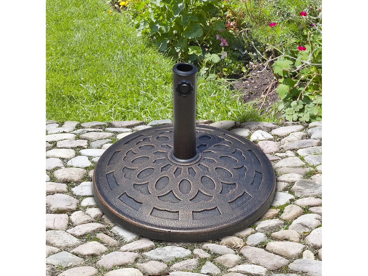 Base per ombrellone 12kg in resina ø48.5cm per pali 38-48mm