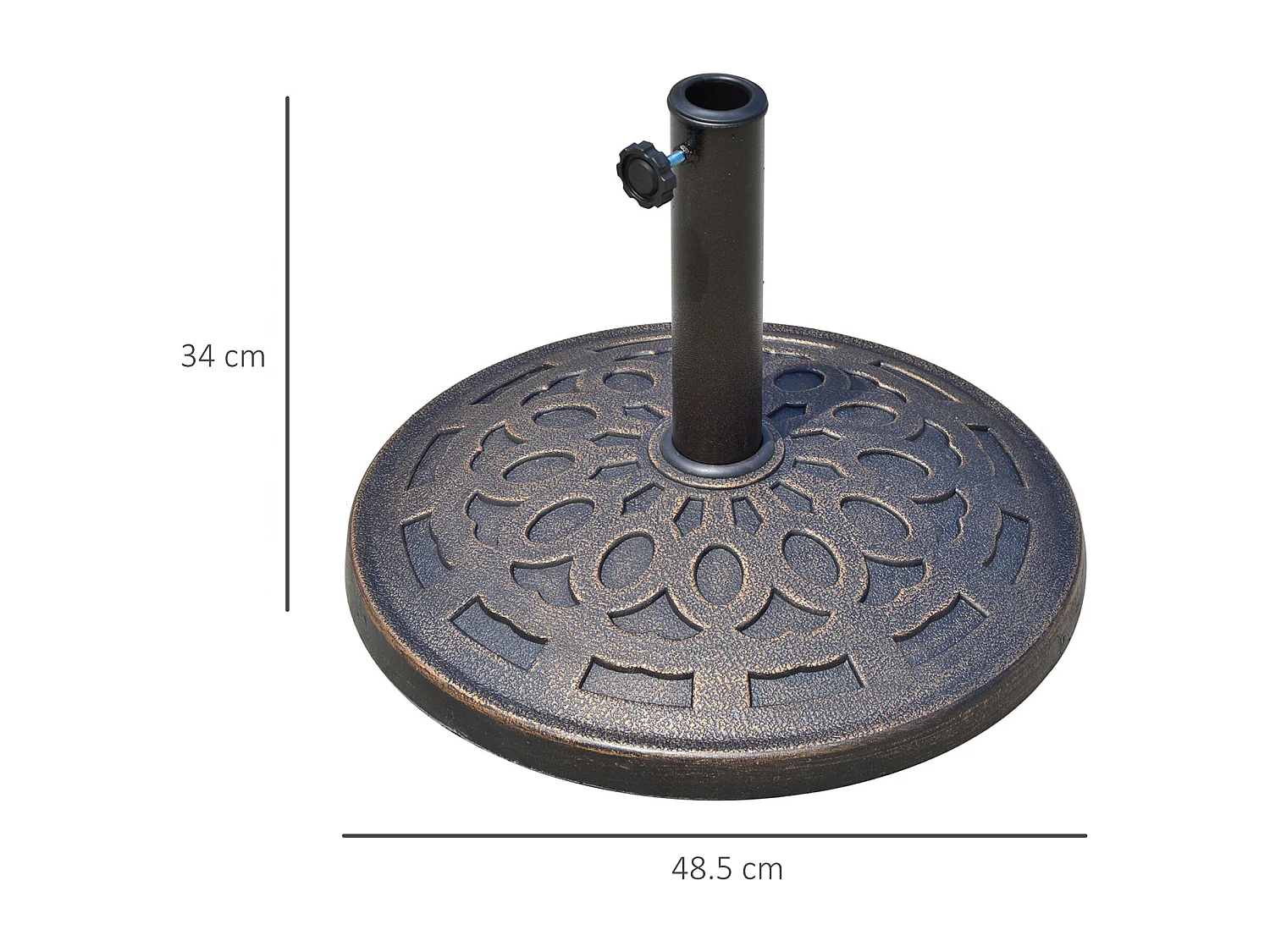 Base per ombrellone 12kg in resina ø48.5cm per pali 38-48mm