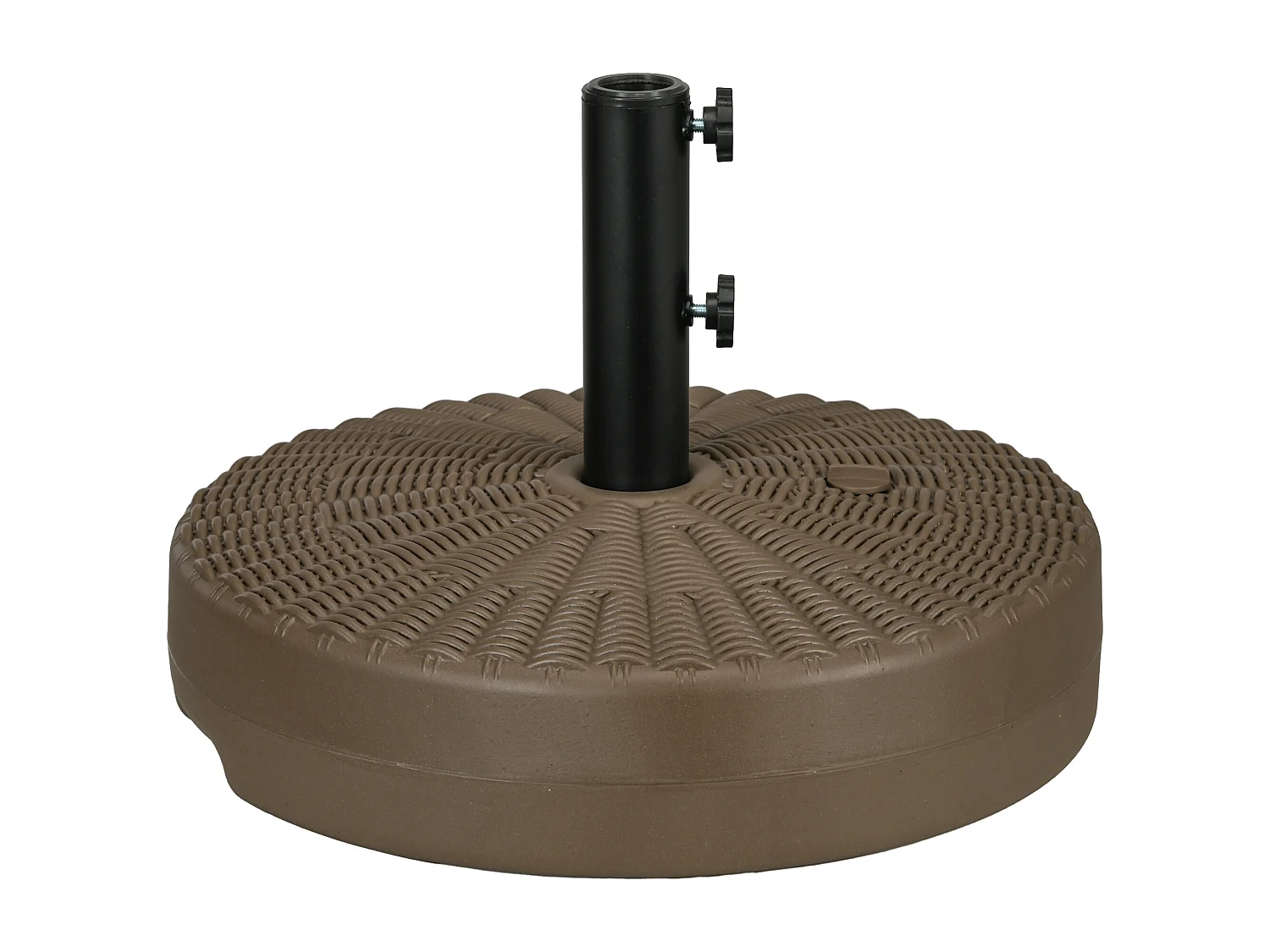 Base per ombrellone con manopole incorporate in hdpe e acciaio marrone