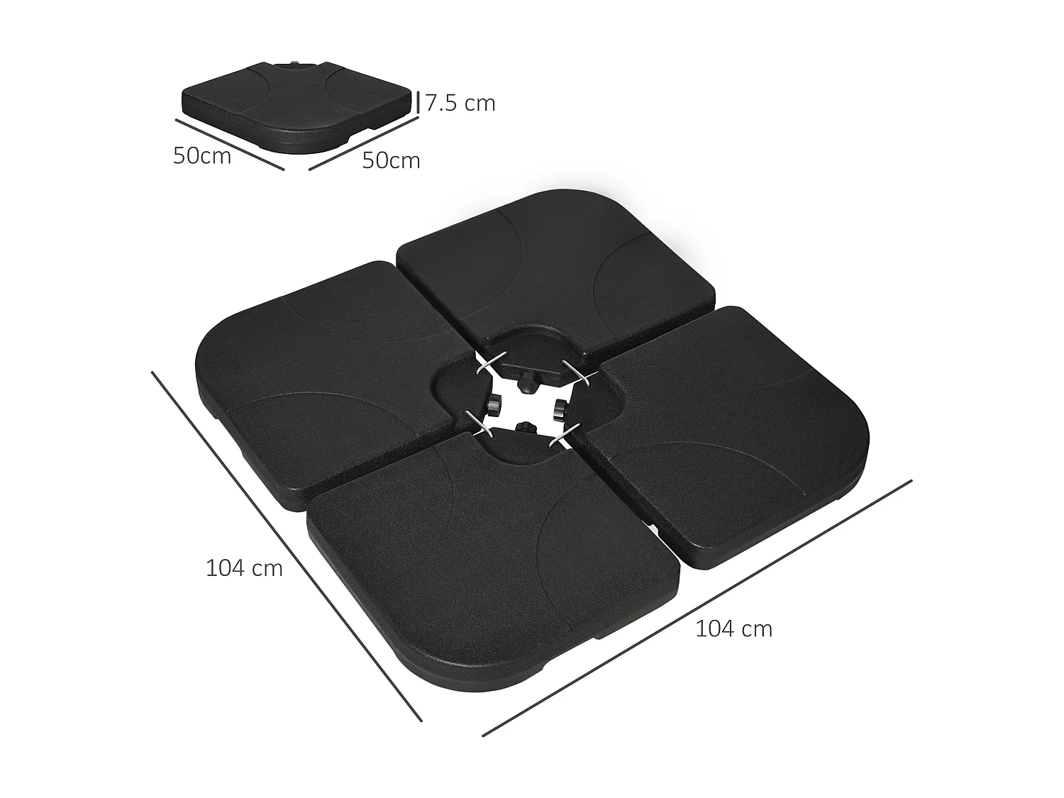 Base per ombrellone set 4 pz in HDPE riempibile con acqua o sabbia