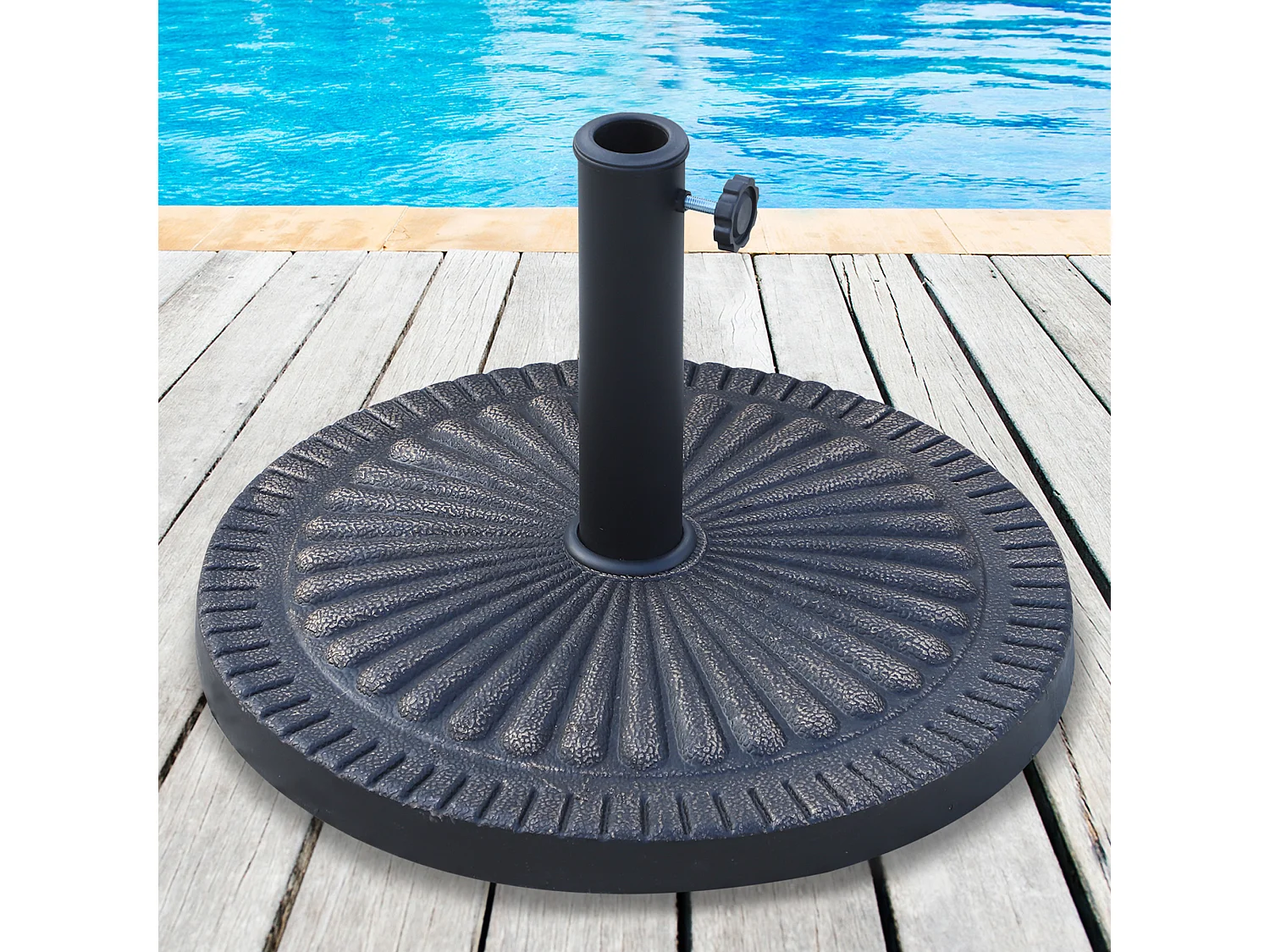 Base ombrellone rotonda per pali ø38-48mm con decorazione