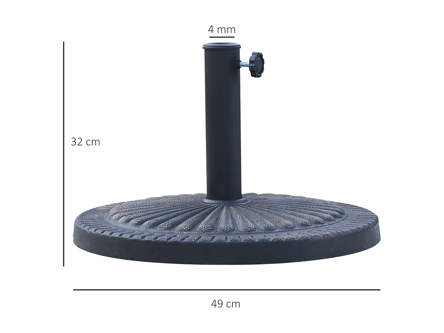 Base ombrellone rotonda per pali ø38-48mm con decorazione