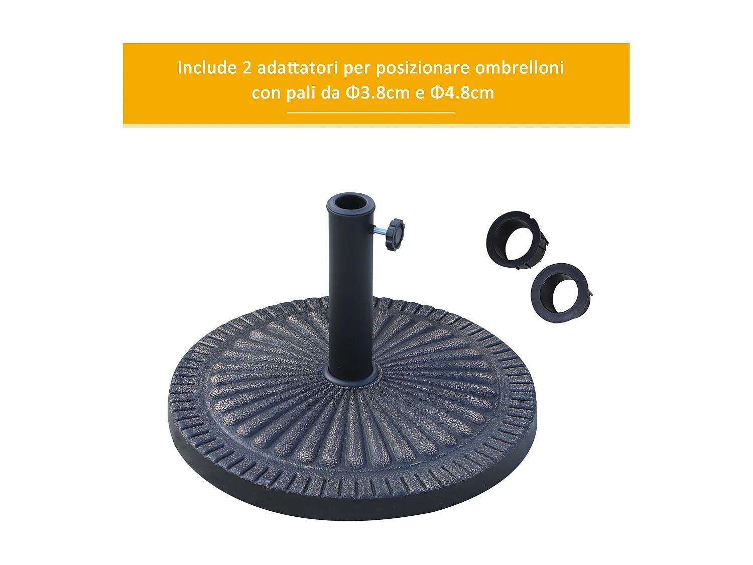 Base ombrellone rotonda per pali ø38-48mm con decorazione