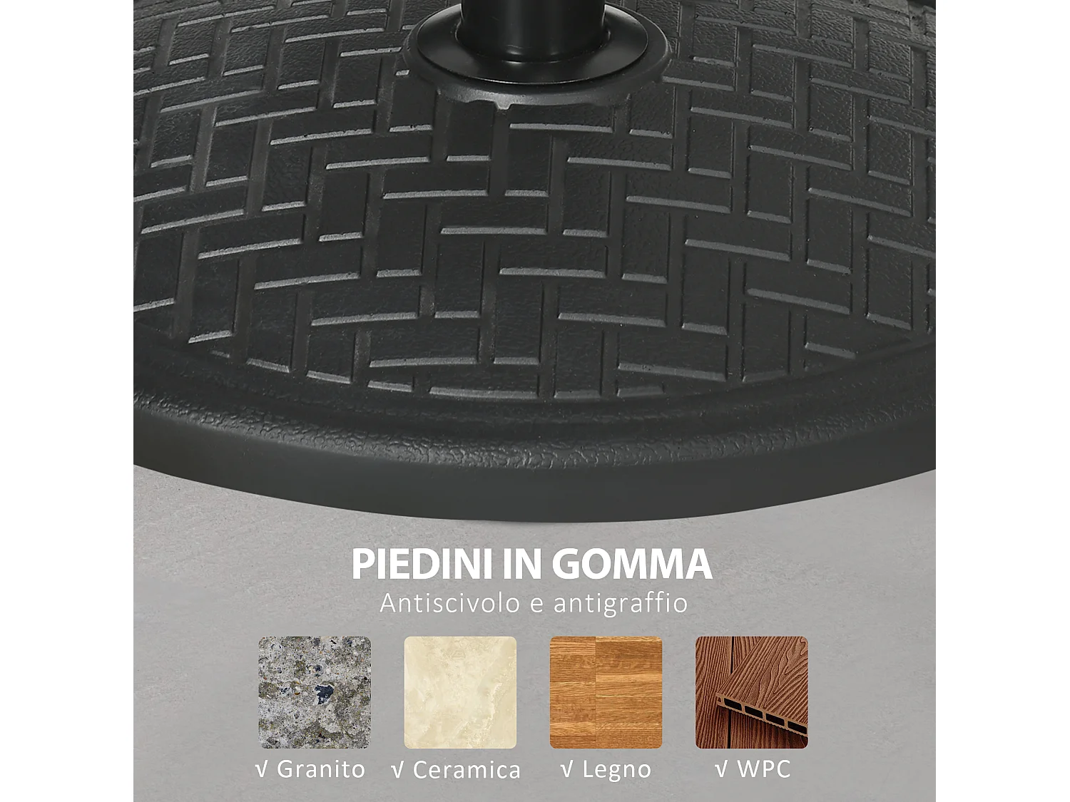 Base per ombrellone rotonda da 14kg in metallo e cemento nero