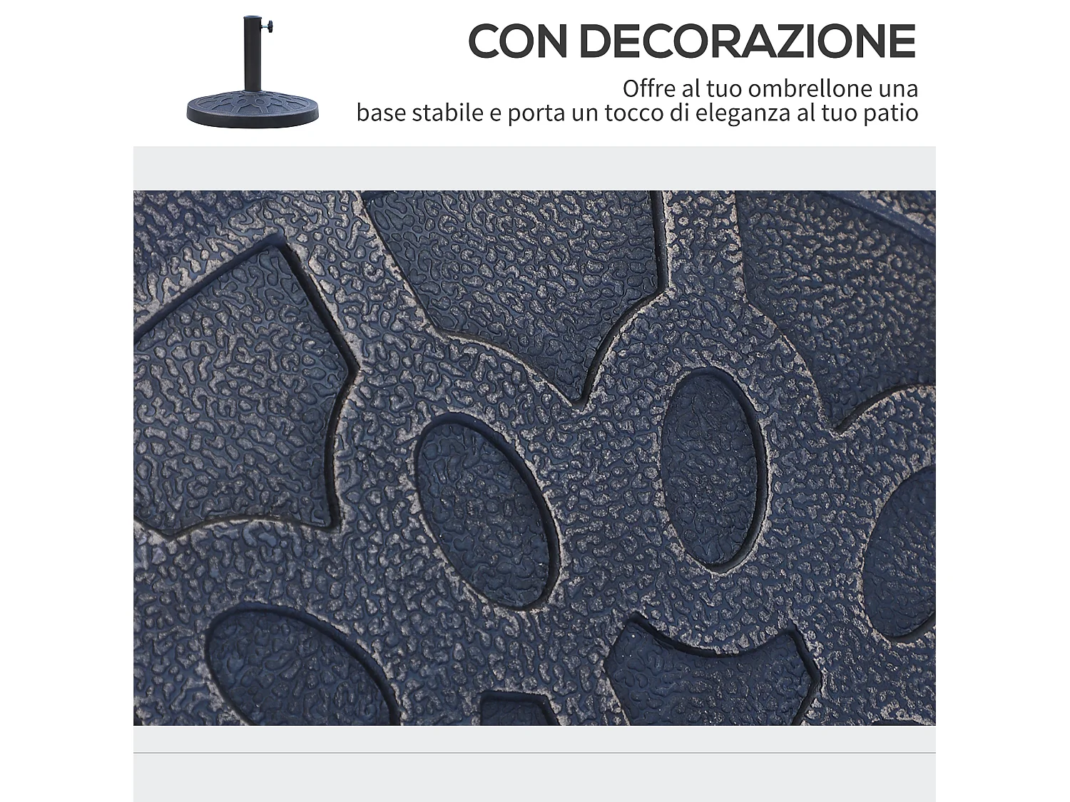 Base per ombrellone rotonda Ø45cm in resina e acciaio colore bronzo